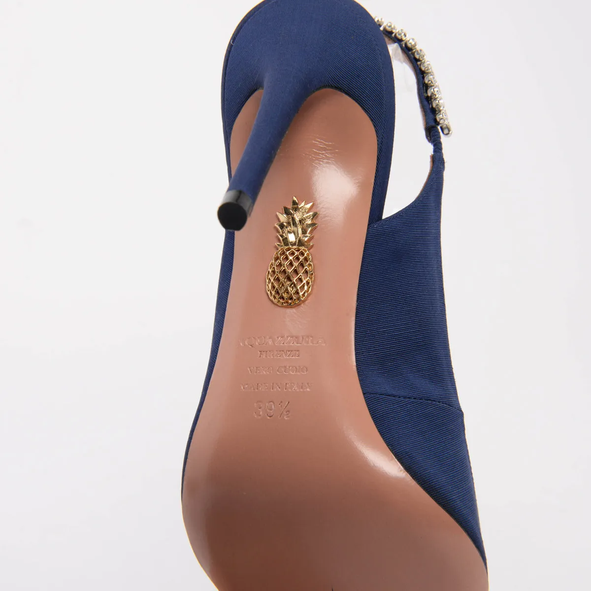 Aquazzura Navy Grosgrain Portrait Of Lady Slingbacks 39.5