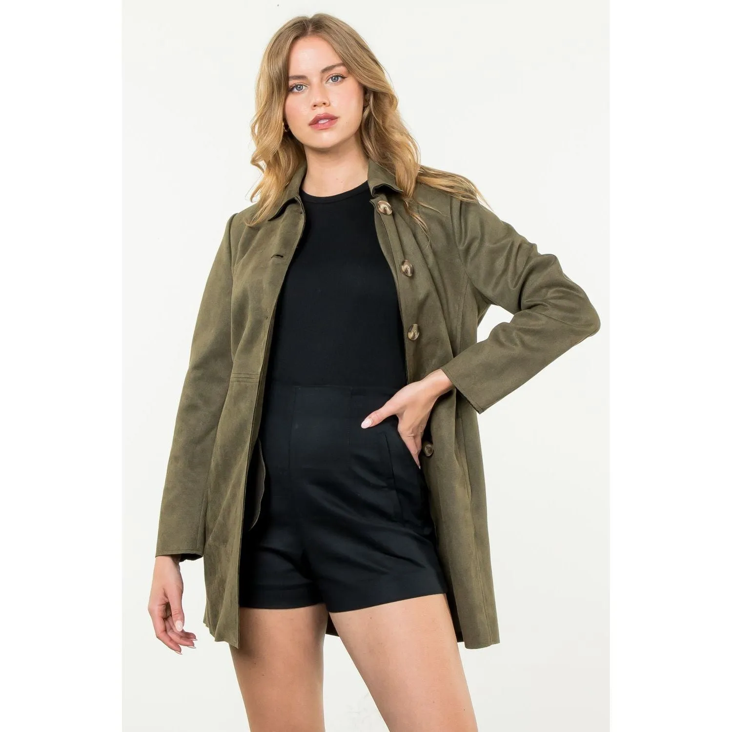 Aurelia Button Up Suede THML Coat