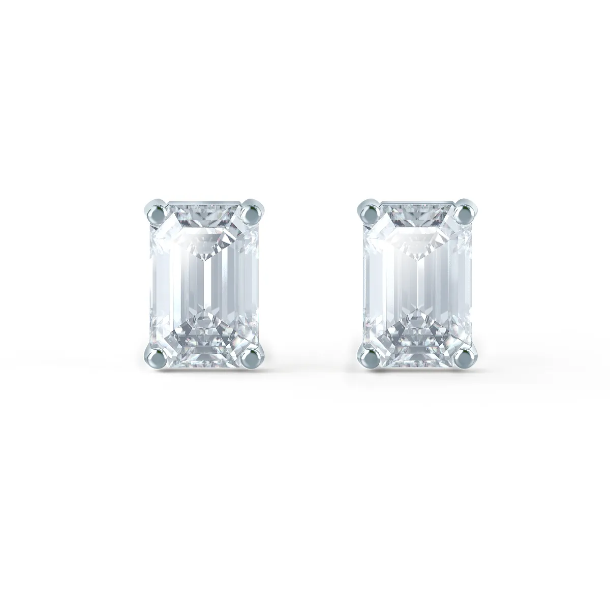 AVIANA - Emerald Moissanite 18k White Gold Emerald Stud Earrings