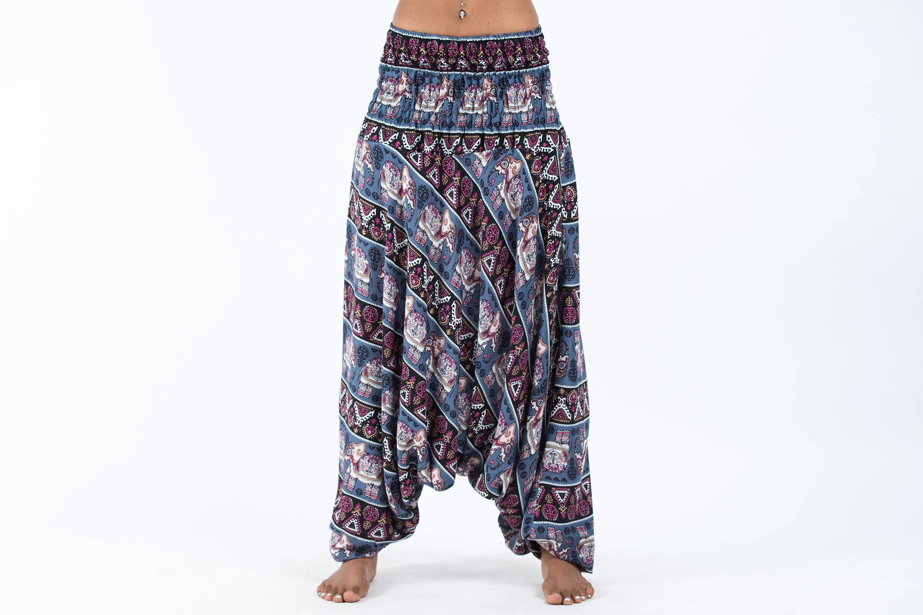 Aztec Elephant 2-in-1 Jumpsuit Elephant Pants in Gray