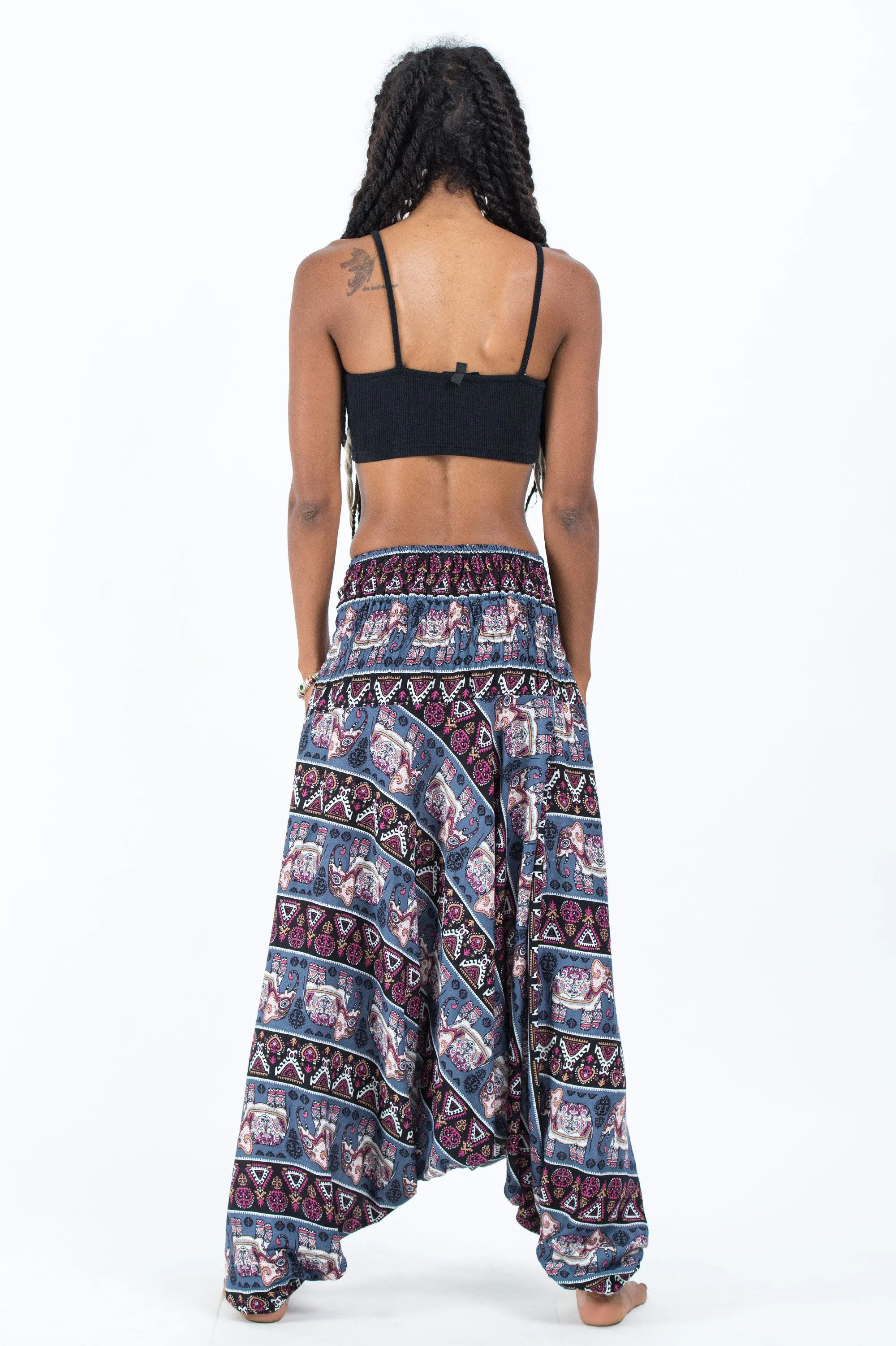 Aztec Elephant 2-in-1 Jumpsuit Elephant Pants in Gray