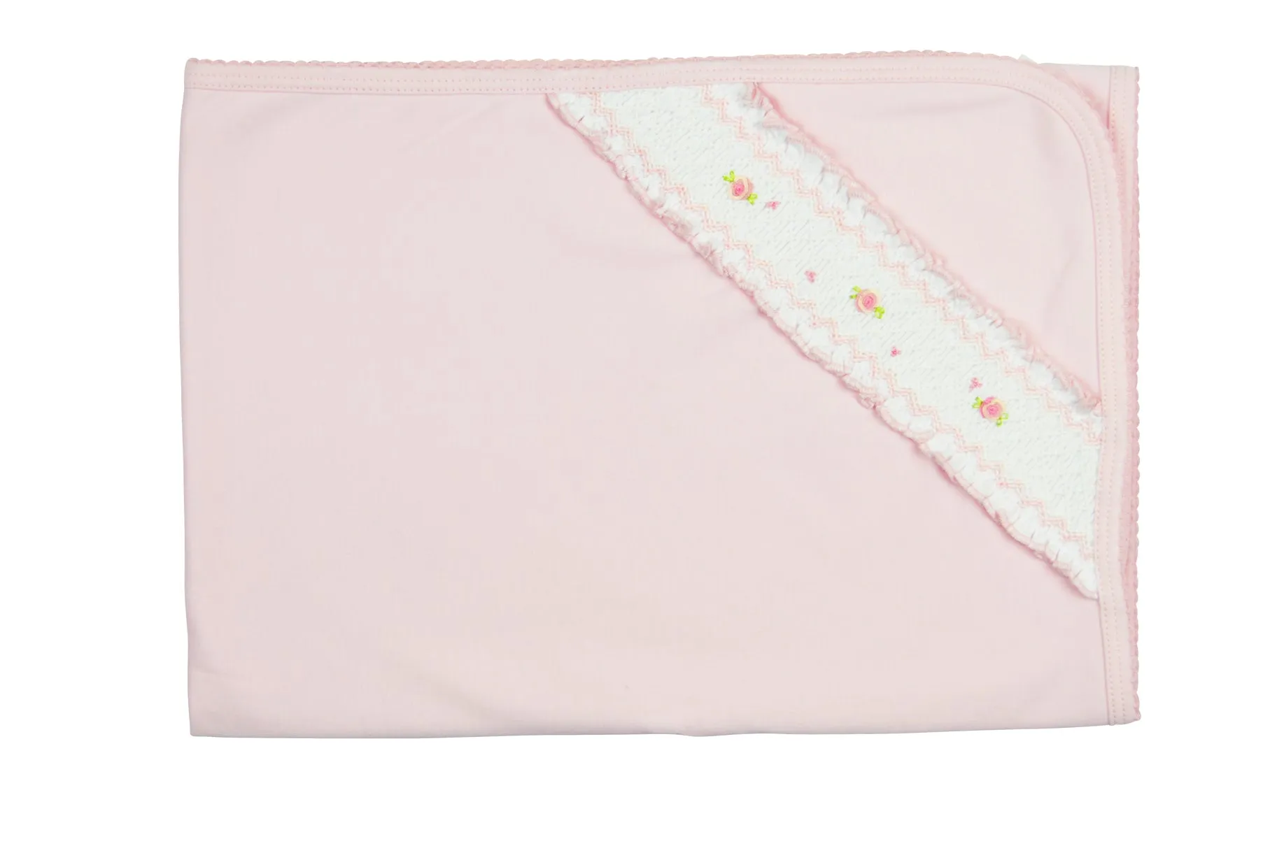 Baby Girl Pink Hand Smocked Rosebuds Blanket