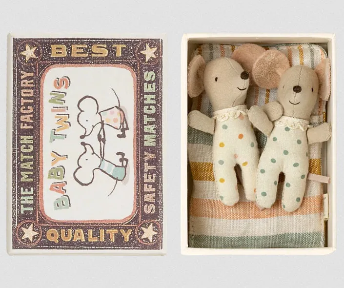 Baby Twin Mice in Matchbox