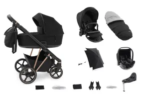 BabyStyle Prestige Vogue 13 Piece Bundle - Ebony/ Gold Frame / Black Leather