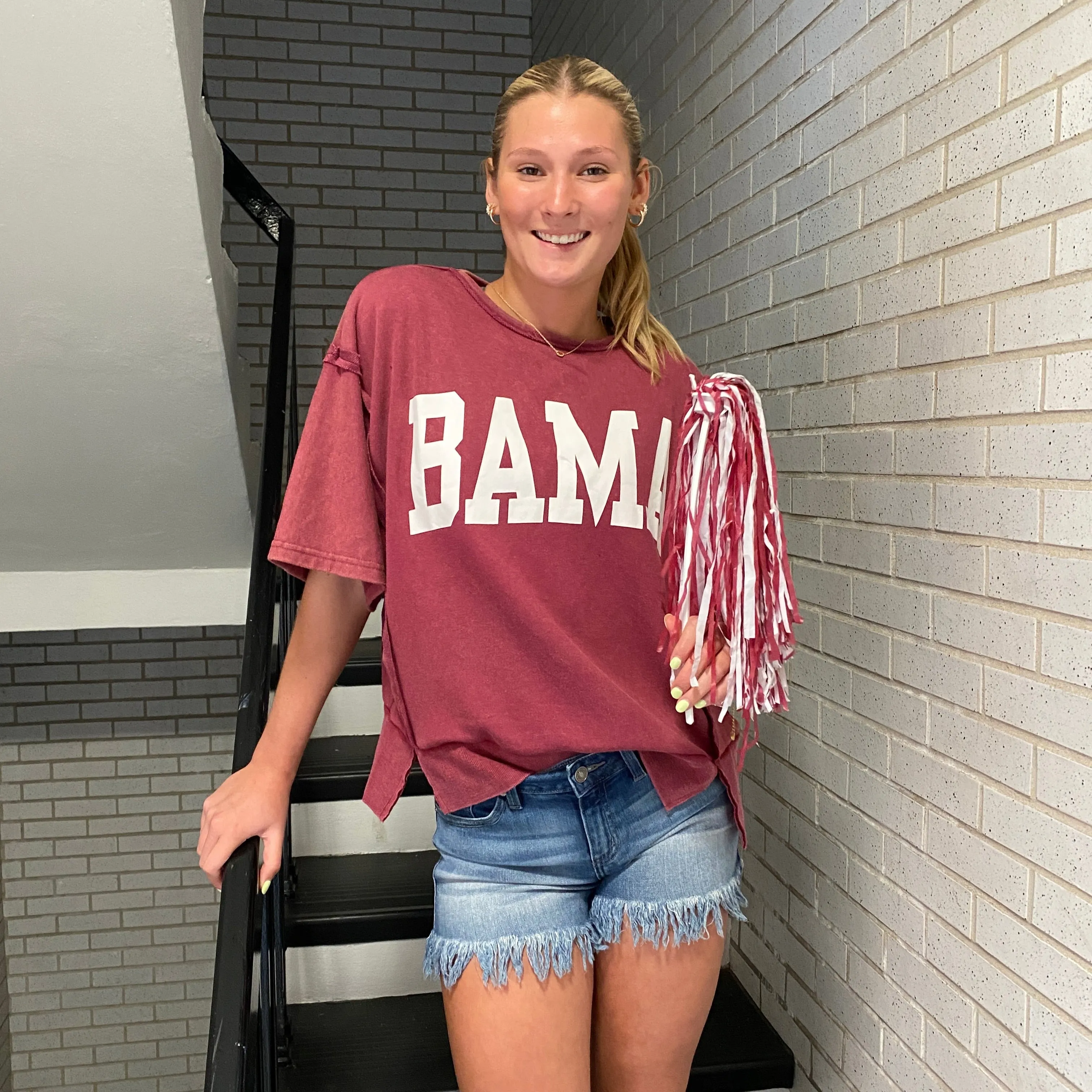 BAMA BURGUNDY KNIT TERRY TOP