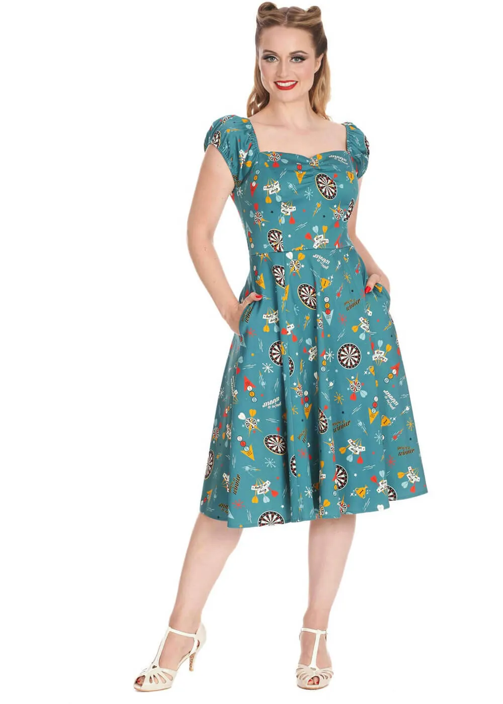 Banned Keep Em Flying 50's Swing Dress Teal