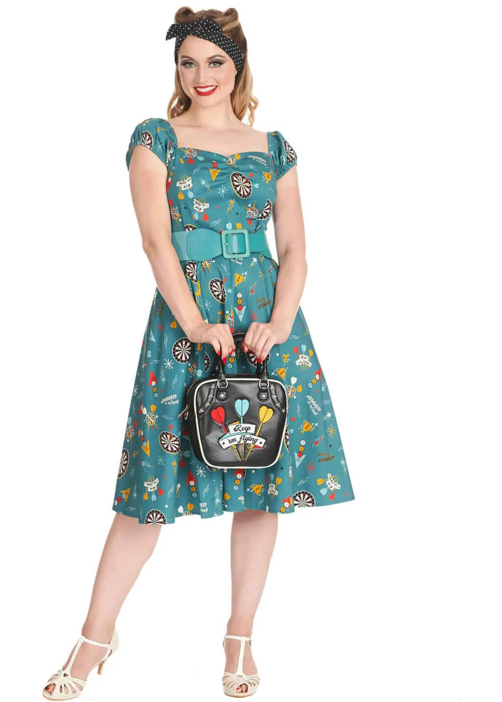 Banned Keep Em Flying 50's Swing Dress Teal