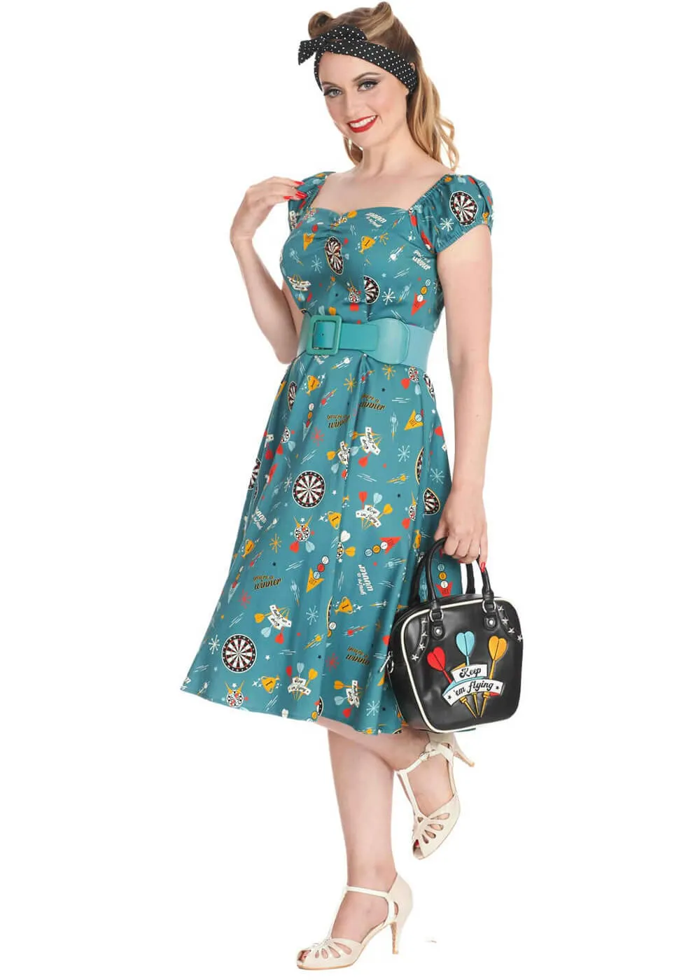 Banned Keep Em Flying 50's Swing Dress Teal