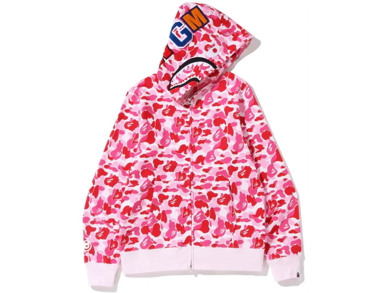 Bape ABC Camo Shark Full Zip Hoodie Pink 001ZPI801011MPNK