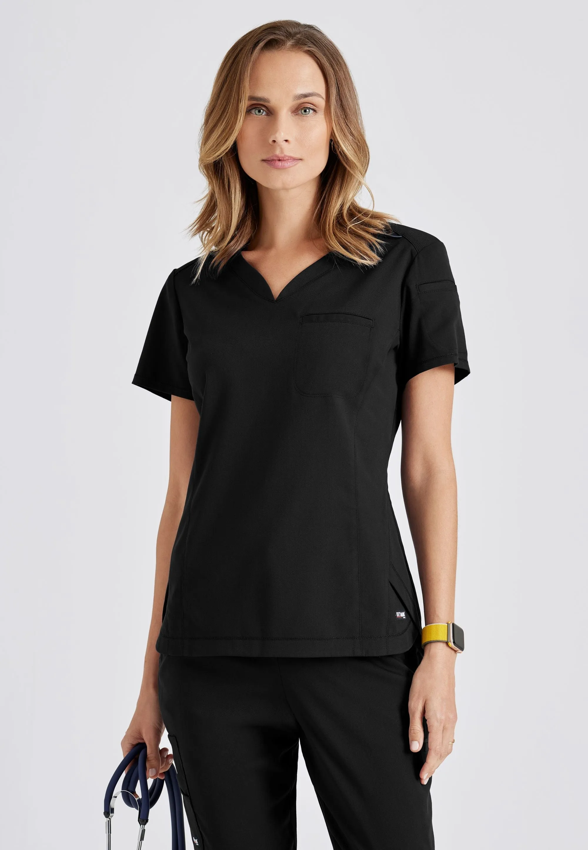 Barco Grey's Anatomy  SpandexStretch GRST136 Capri V-Neck Tuck In Top