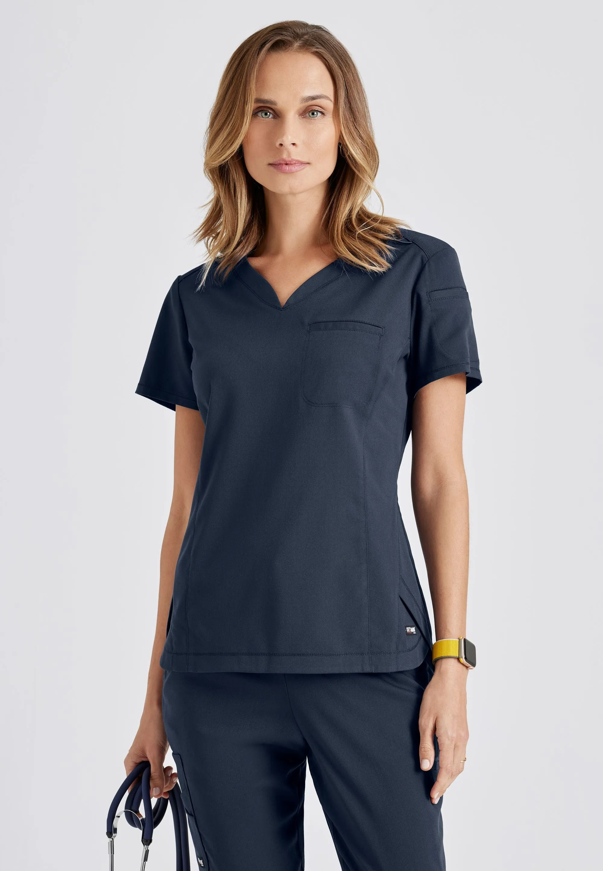 Barco Grey's Anatomy  SpandexStretch GRST136 Capri V-Neck Tuck In Top