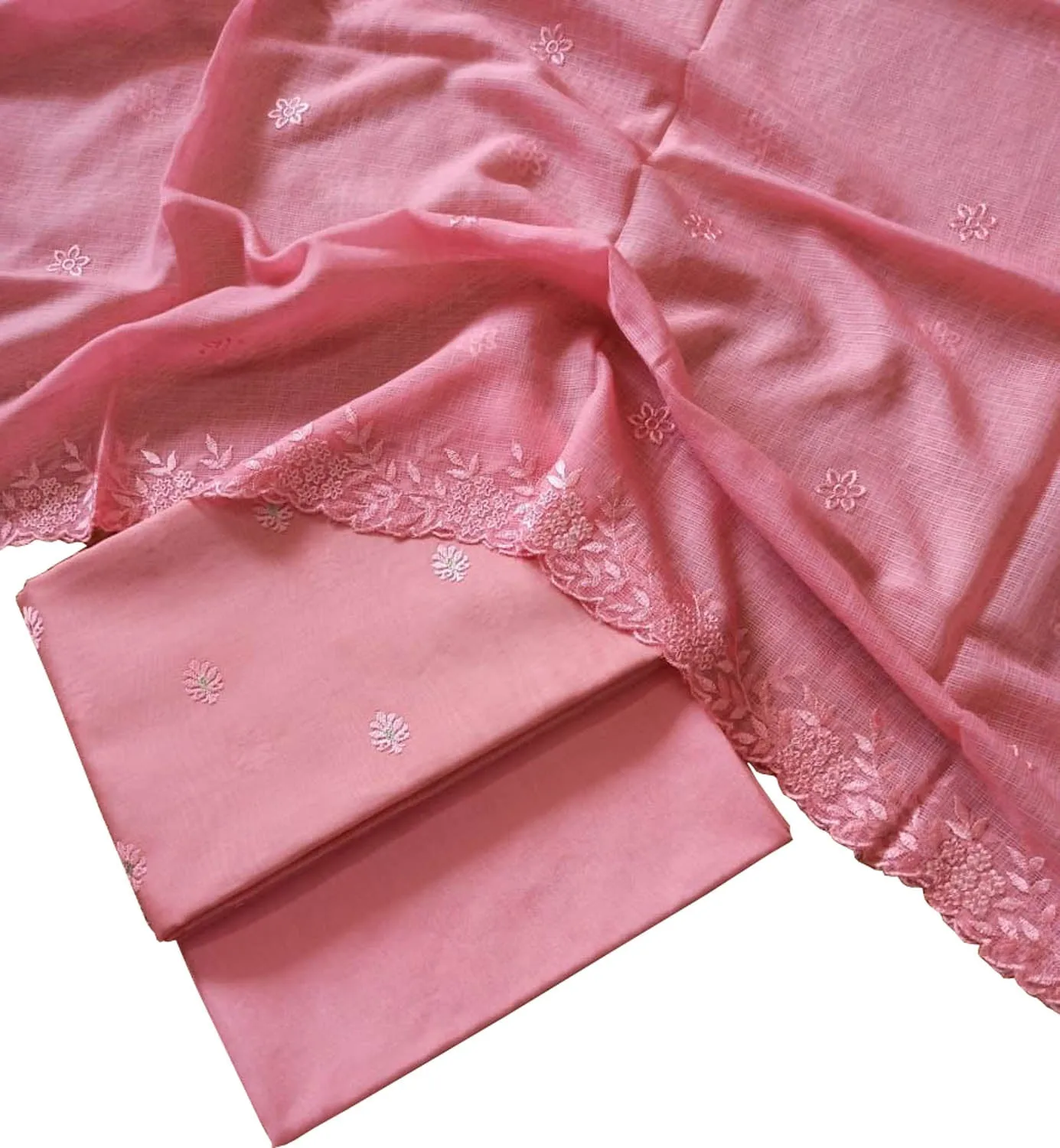 Beautiful Pink Banarasi Chanderi Silk Suit with Kota Dupatta