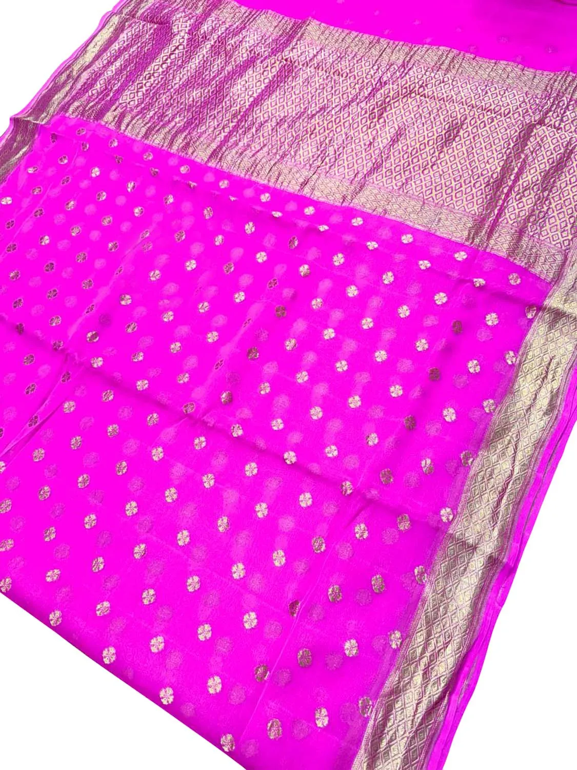 Beautiful Pink Banarasi Georgette Saree