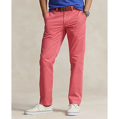 Bedford Straight Fit Stretch Twill Flat Front Pant in Nantucket Red