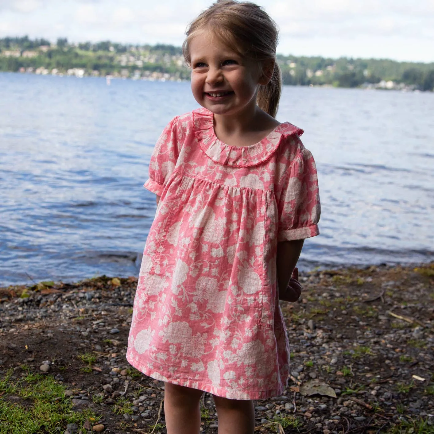 Beet World - Toddler Emily Dress with Ruffle Collar | Lille Pink Floral: 6-12 mo