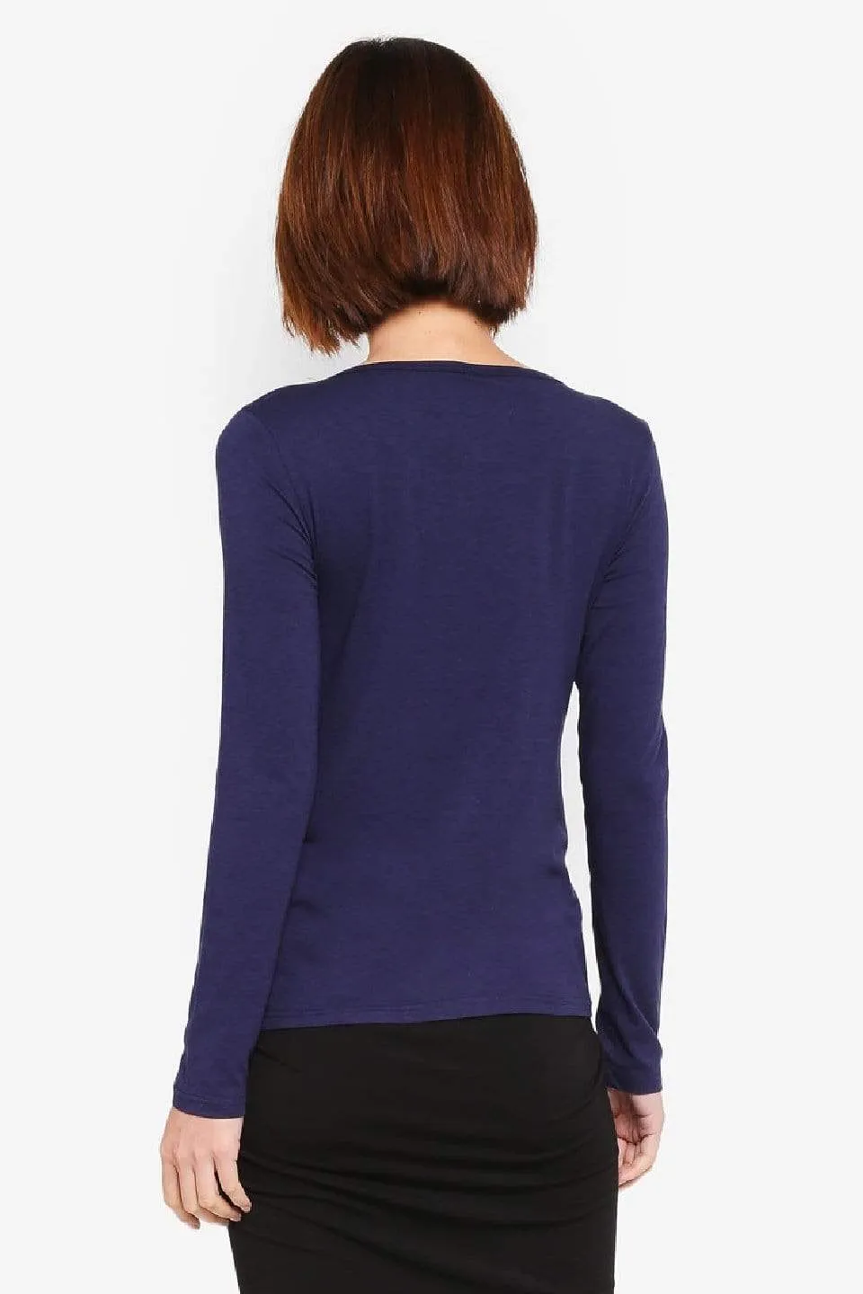 Belva Long Sleeved Round Neck Tee Navy