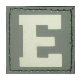 BIG LETTER E PATCH - BLUE GLOW IN THE DARK