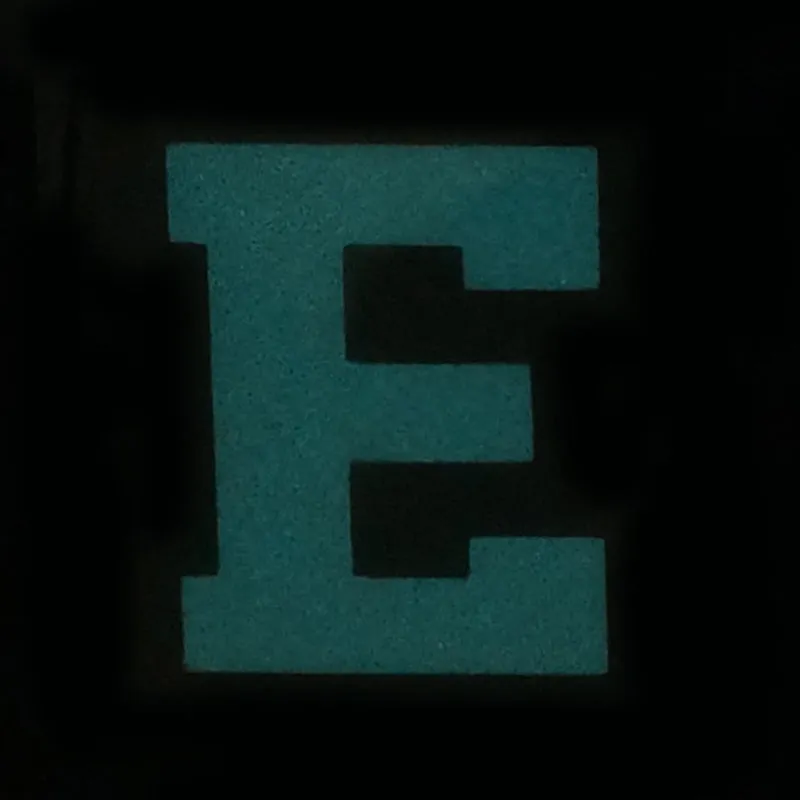 BIG LETTER E PATCH - BLUE GLOW IN THE DARK