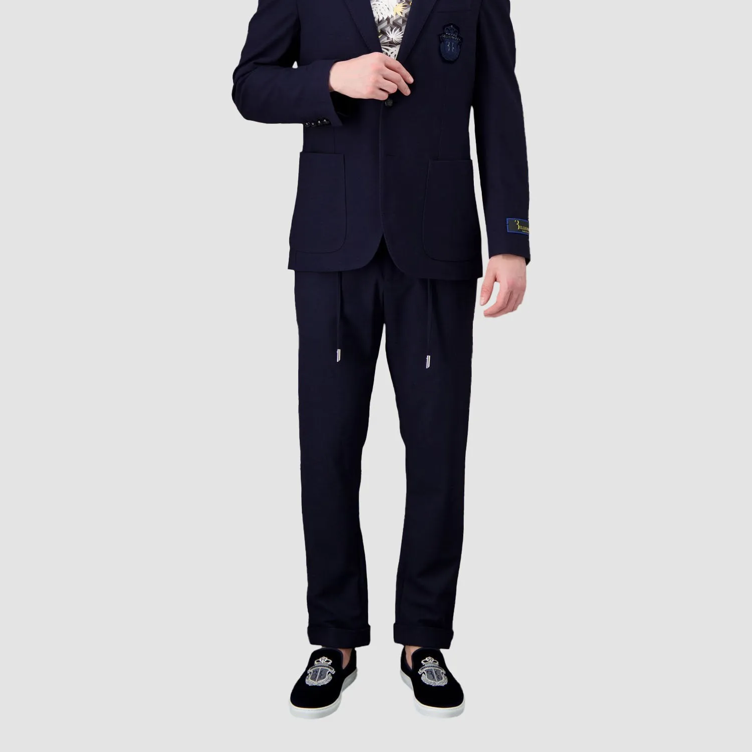 Billionaire Dark Blue Tailored Fit Crest Trousers