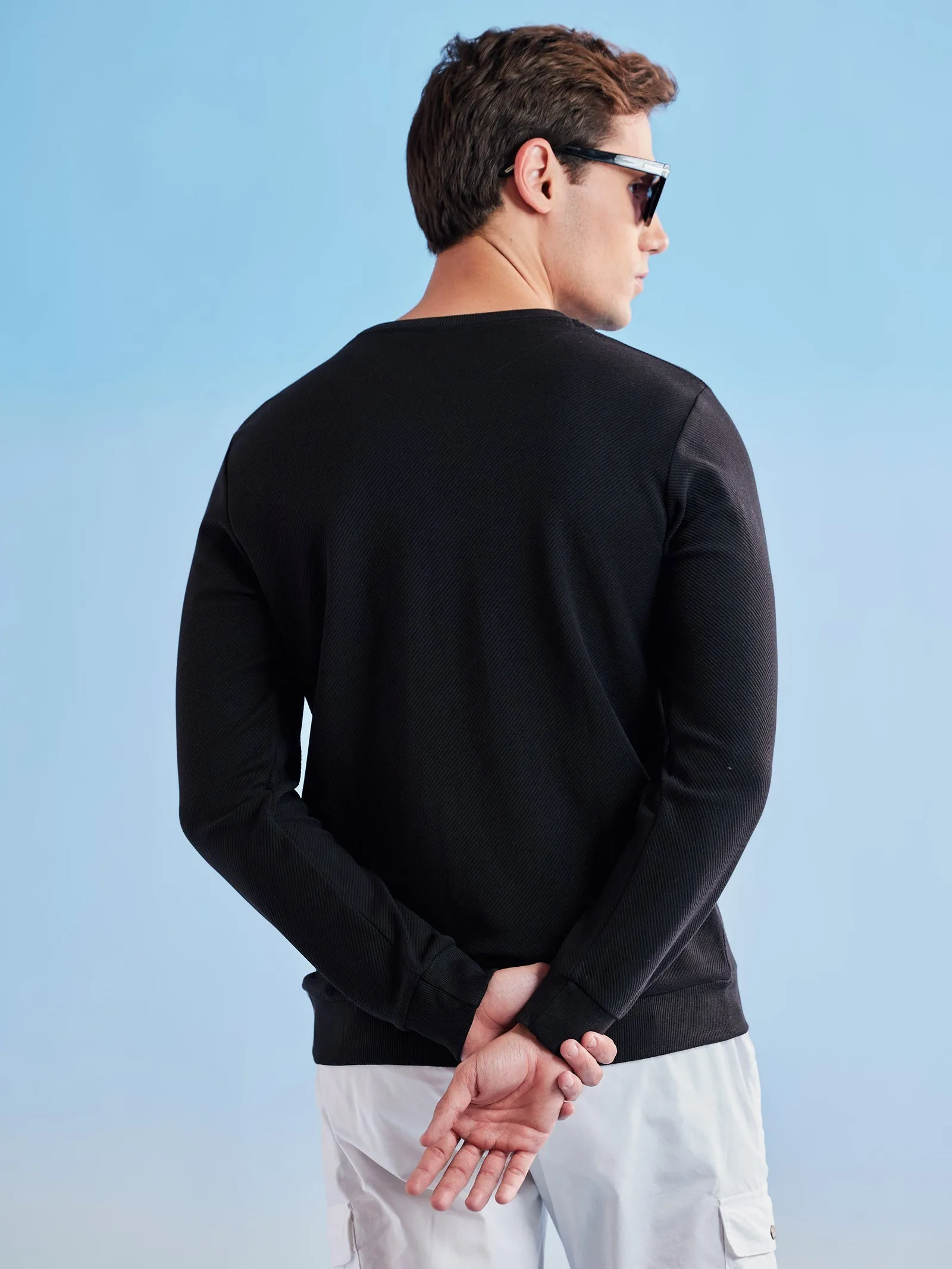 Black Ottoman Crew Neck Sweatshirt