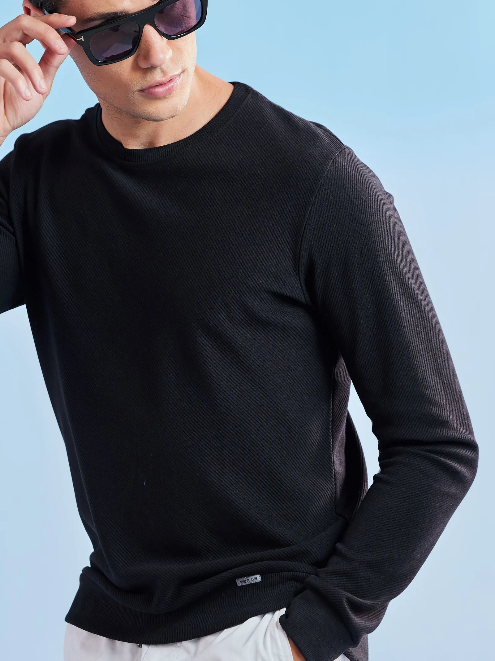 Black Ottoman Crew Neck Sweatshirt