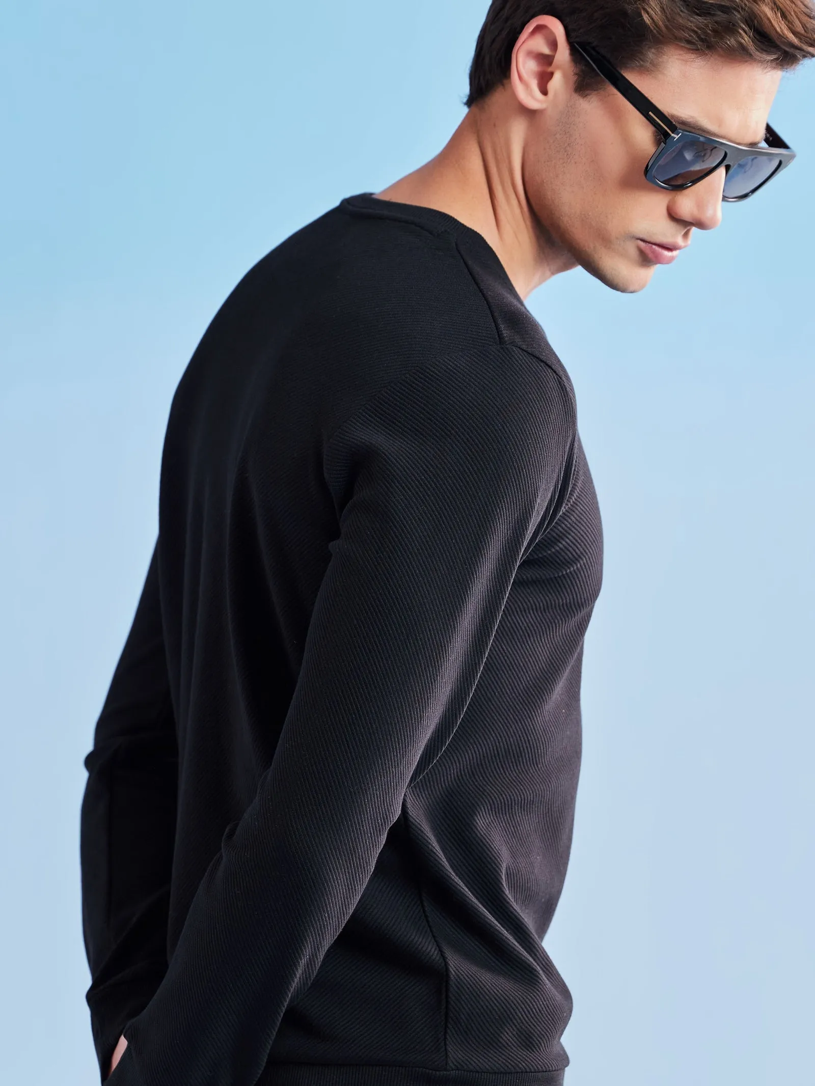 Black Ottoman Crew Neck Sweatshirt