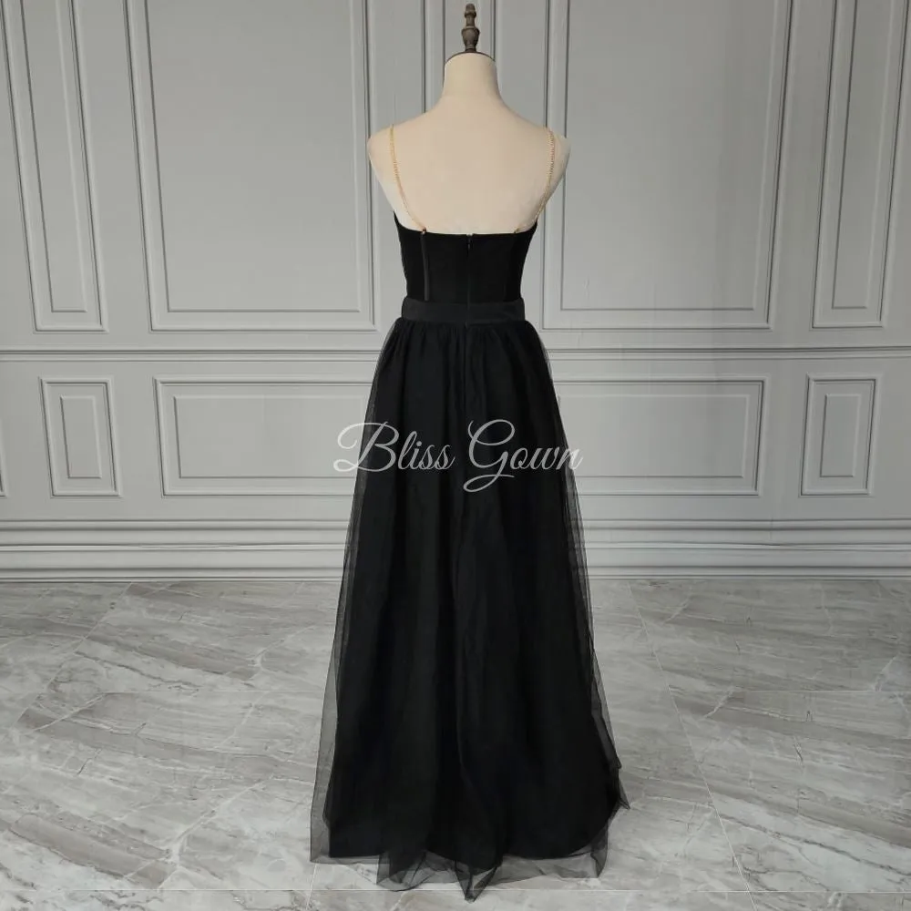 Black Tulle Sweetheart Wedding Dress