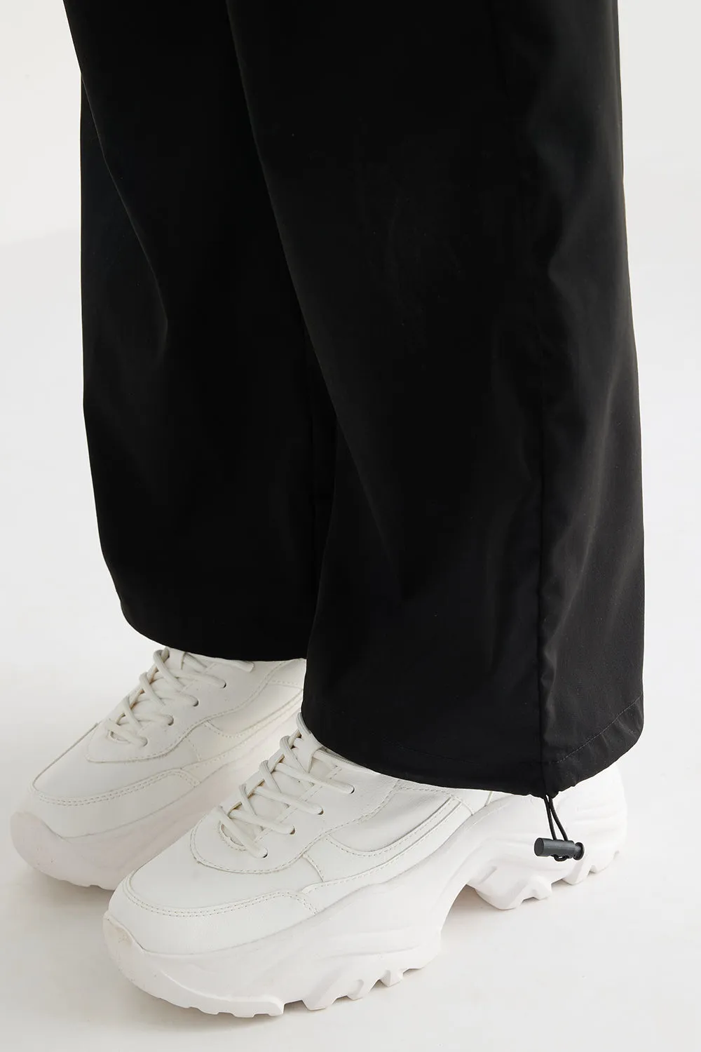 Black Wide Leg Cargo Trouser