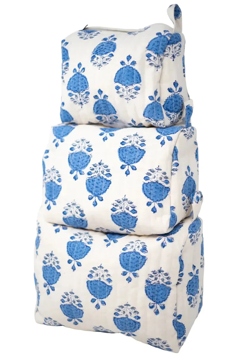 Blue Hibiscus Large Cosmetic Bag