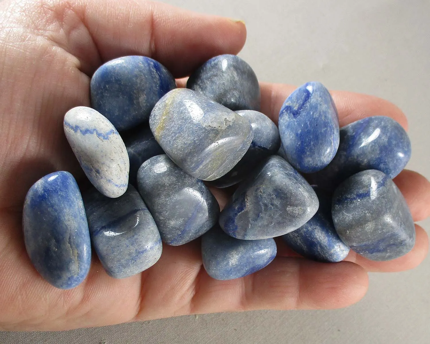 Blue Quartz Polished Stones 5pcs J067**