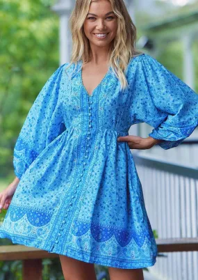 Blue Sky Print Mini Dress Jazy