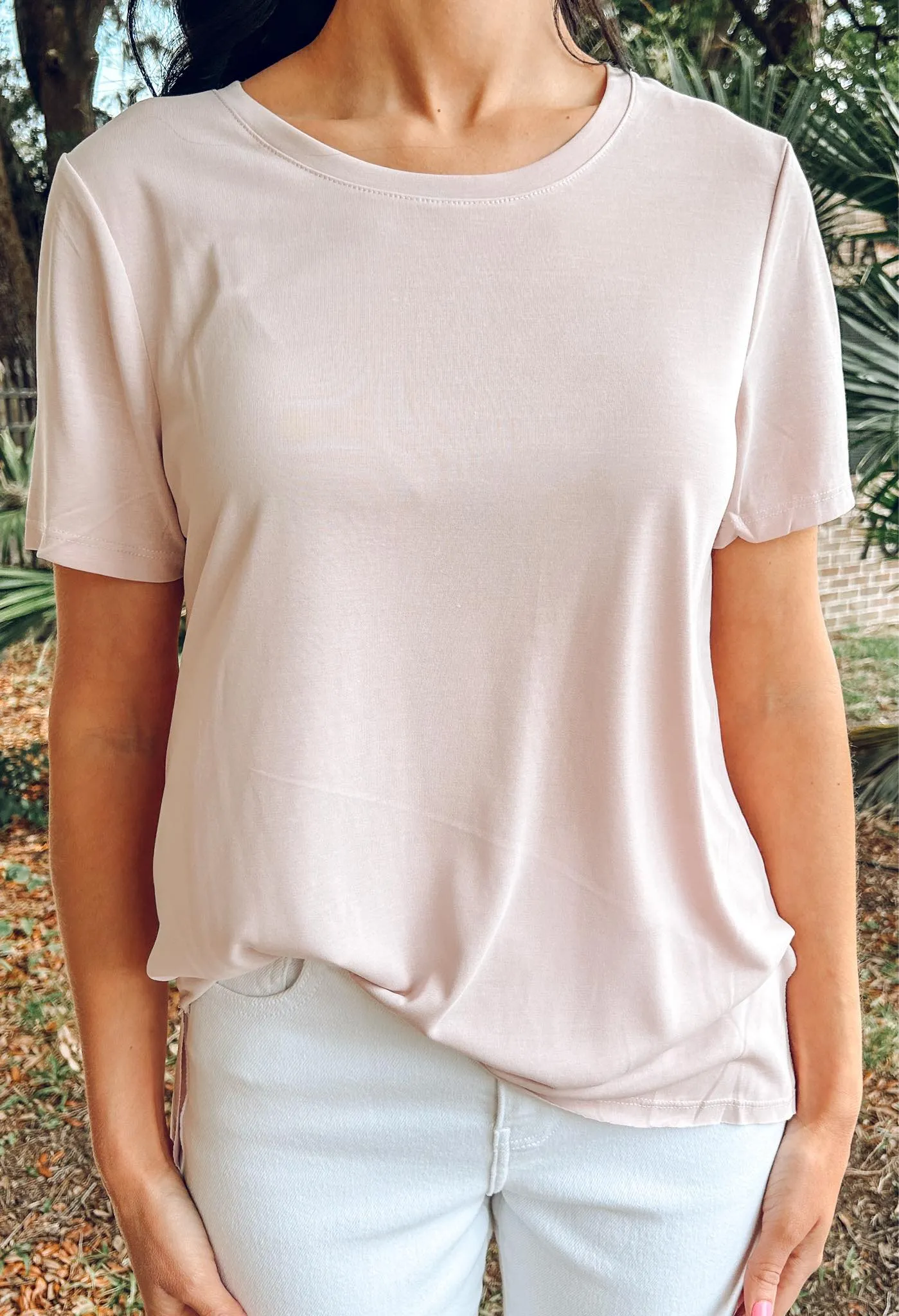 Boat Neck Basic Tee | Pink