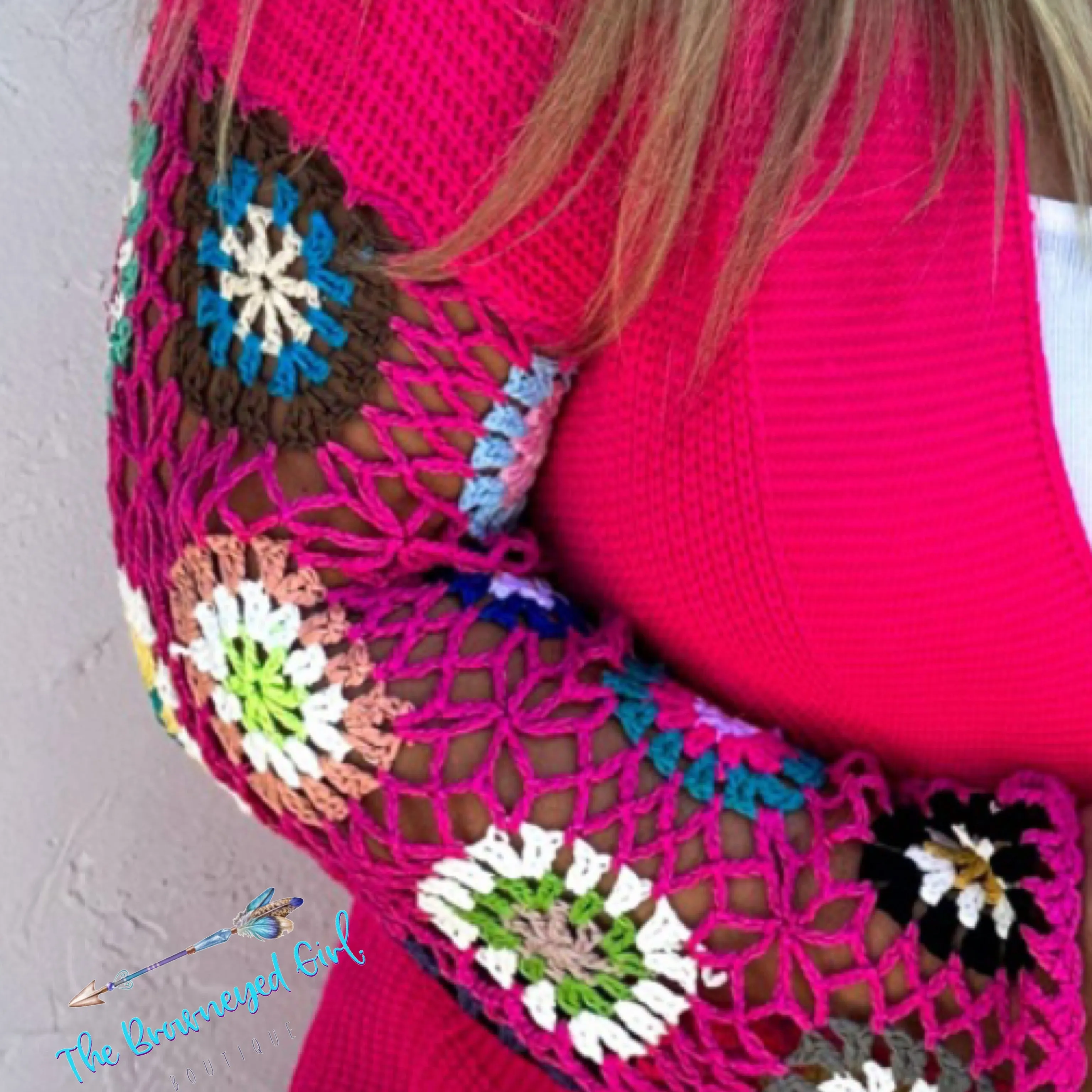 Boho Shabby Chic Crochet Sleeve Cardigan