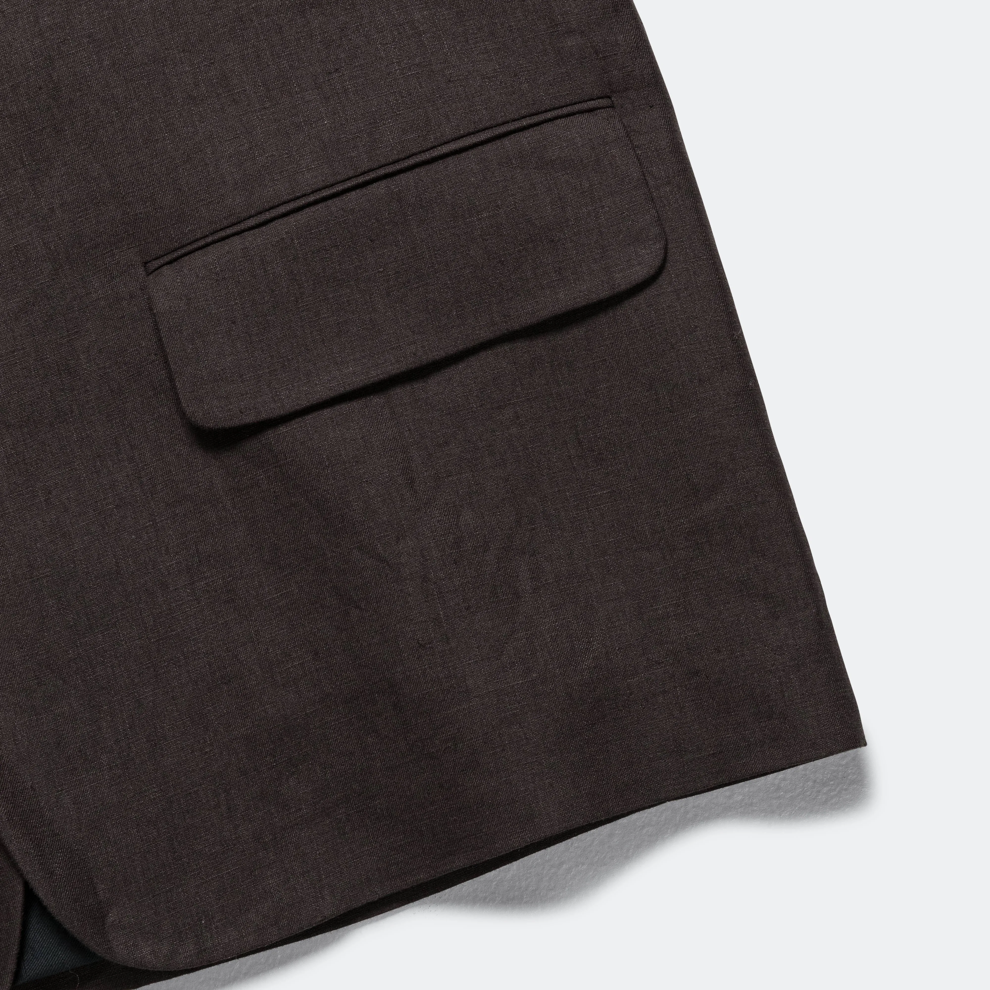 Boxy Blazer - Dark Brown Compact Linen Twill