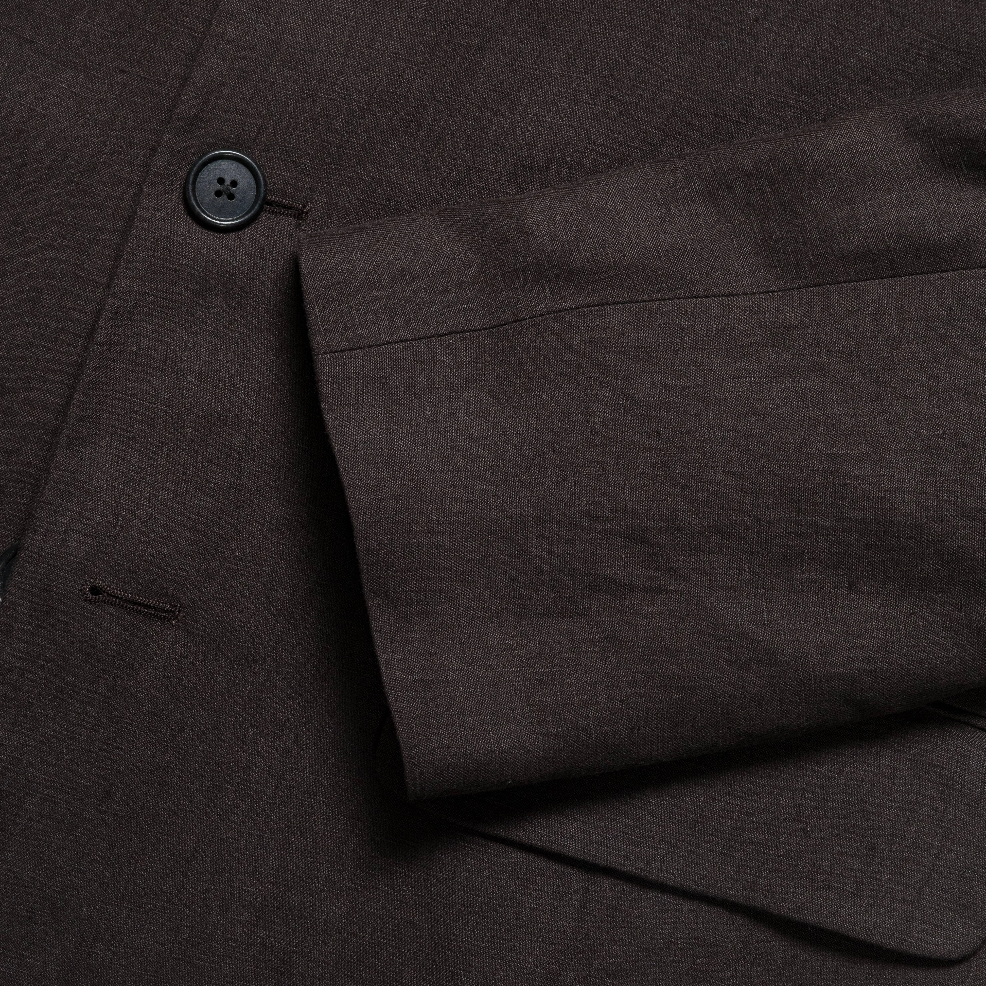 Boxy Blazer - Dark Brown Compact Linen Twill