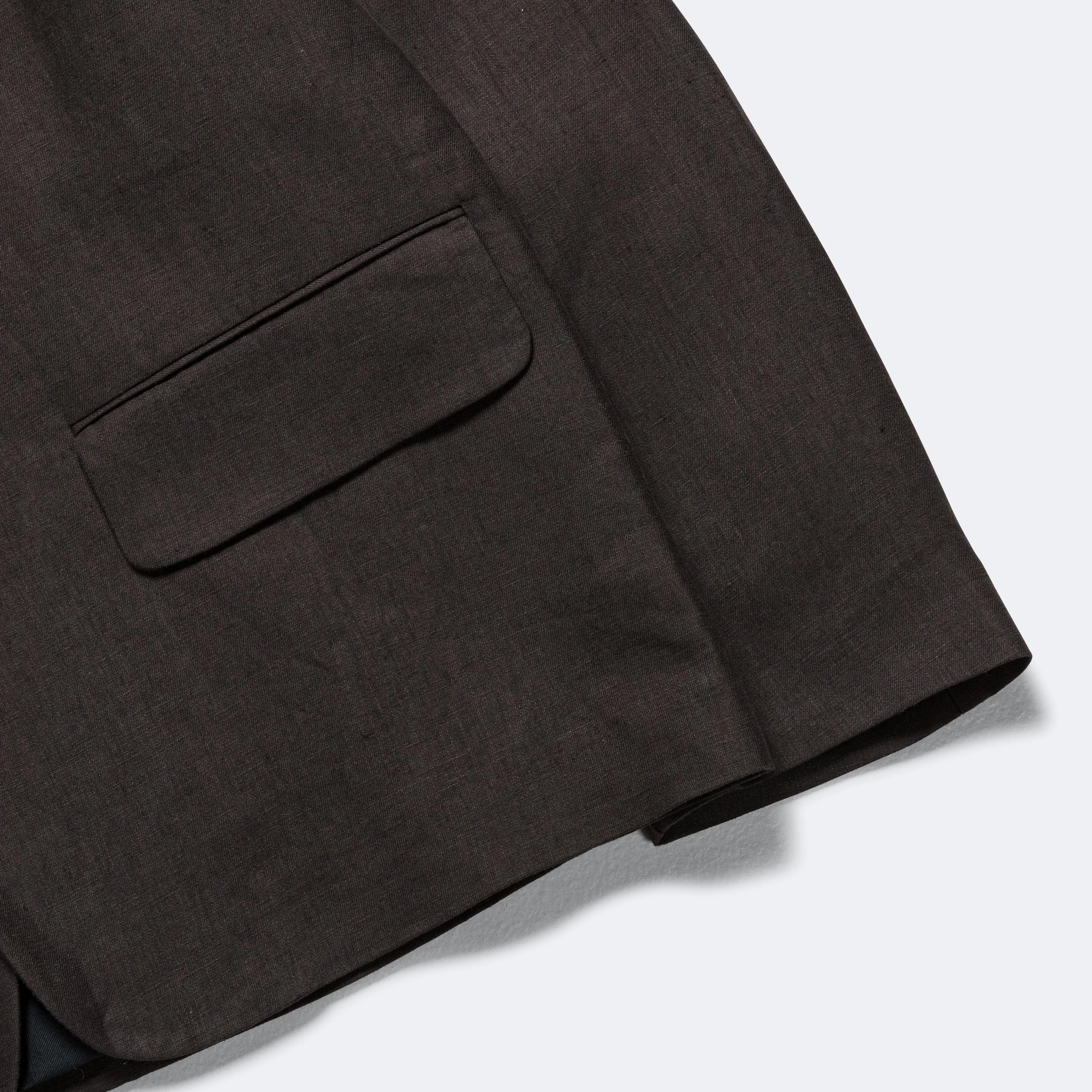 Boxy Blazer - Dark Brown Compact Linen Twill