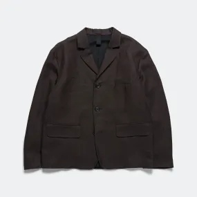 Boxy Blazer - Dark Brown Compact Linen Twill