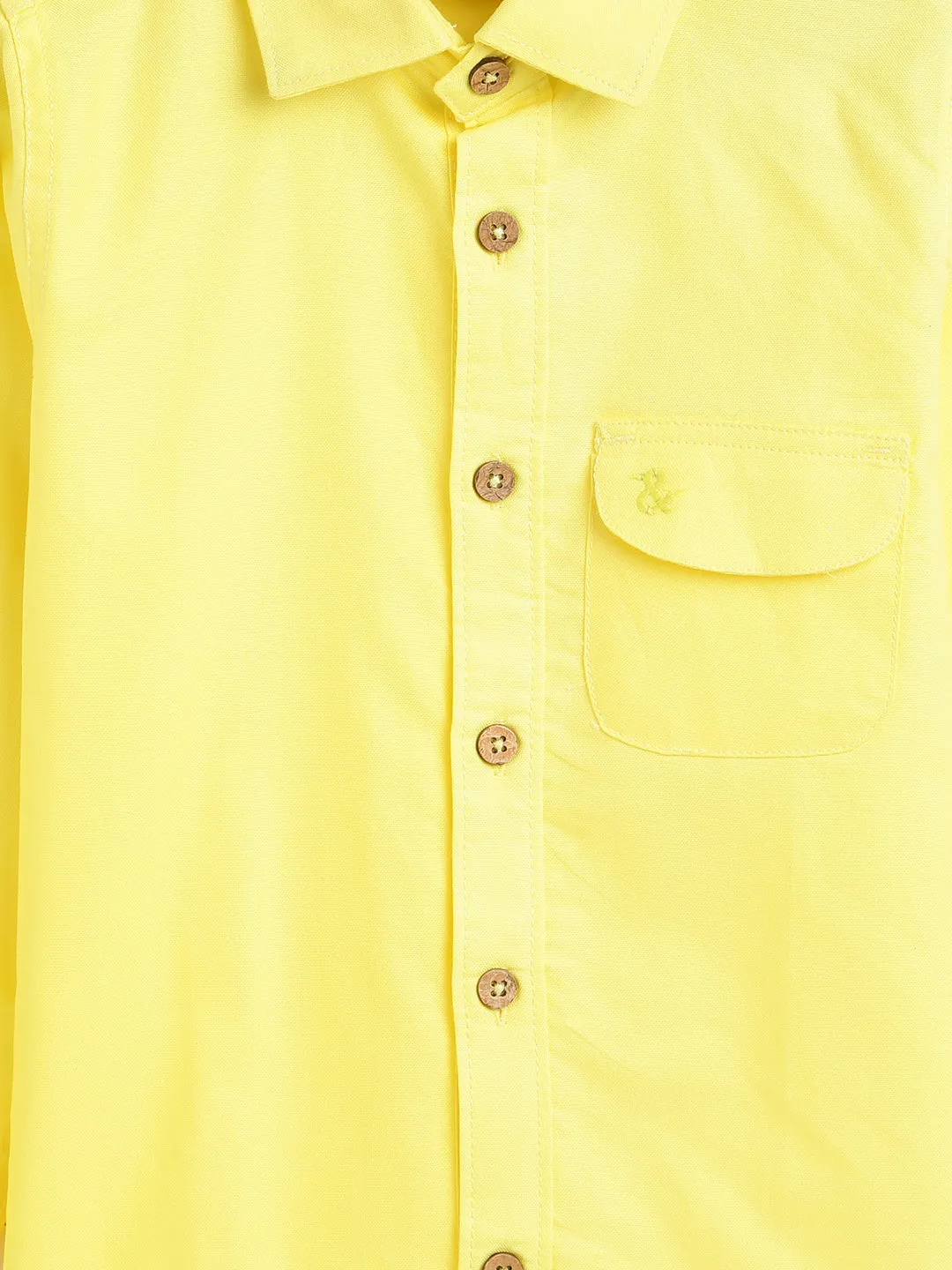 Boys Lime Yellow Cotton Shirt