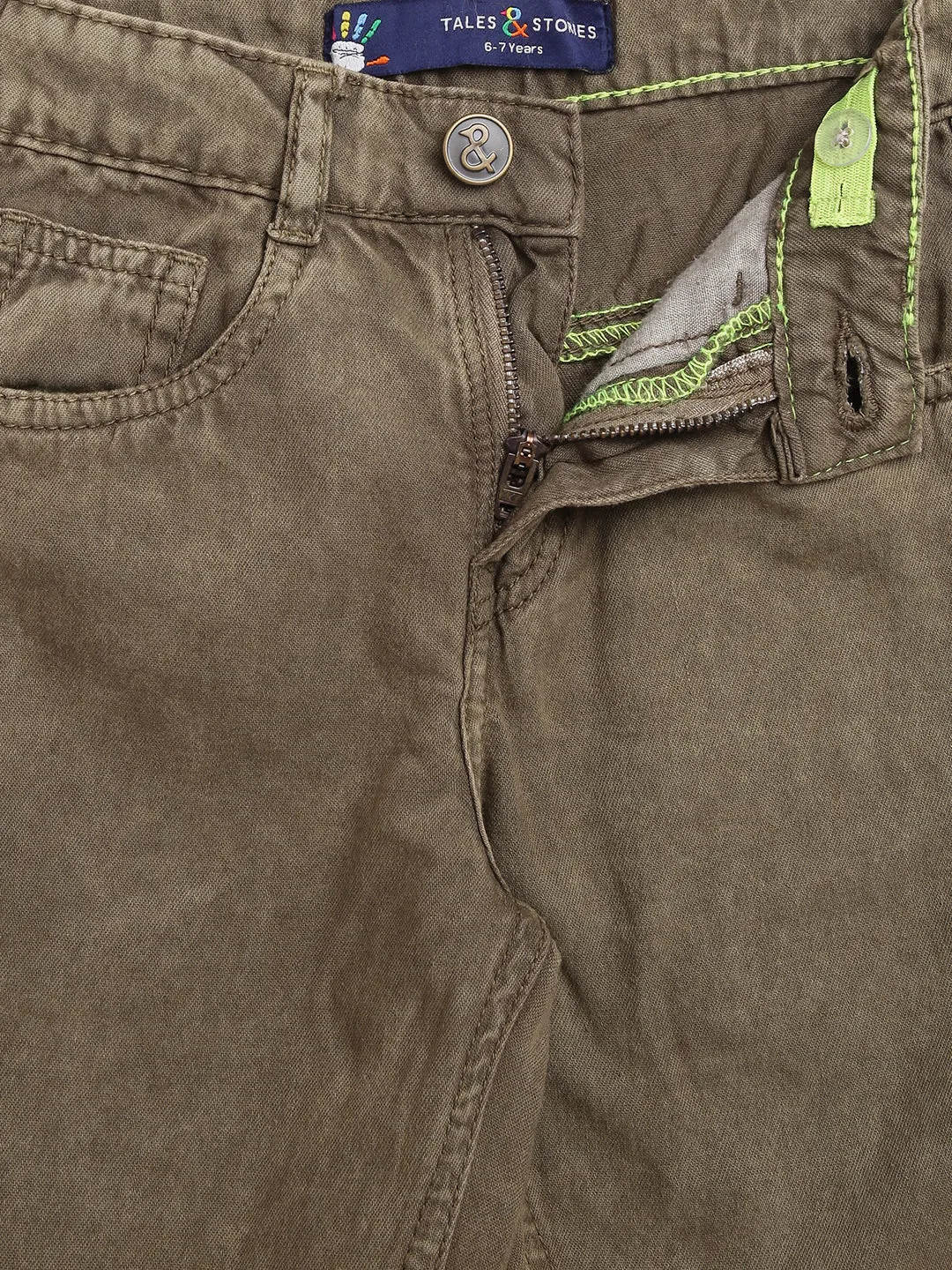 Boys Olive Regular Fit Joggers