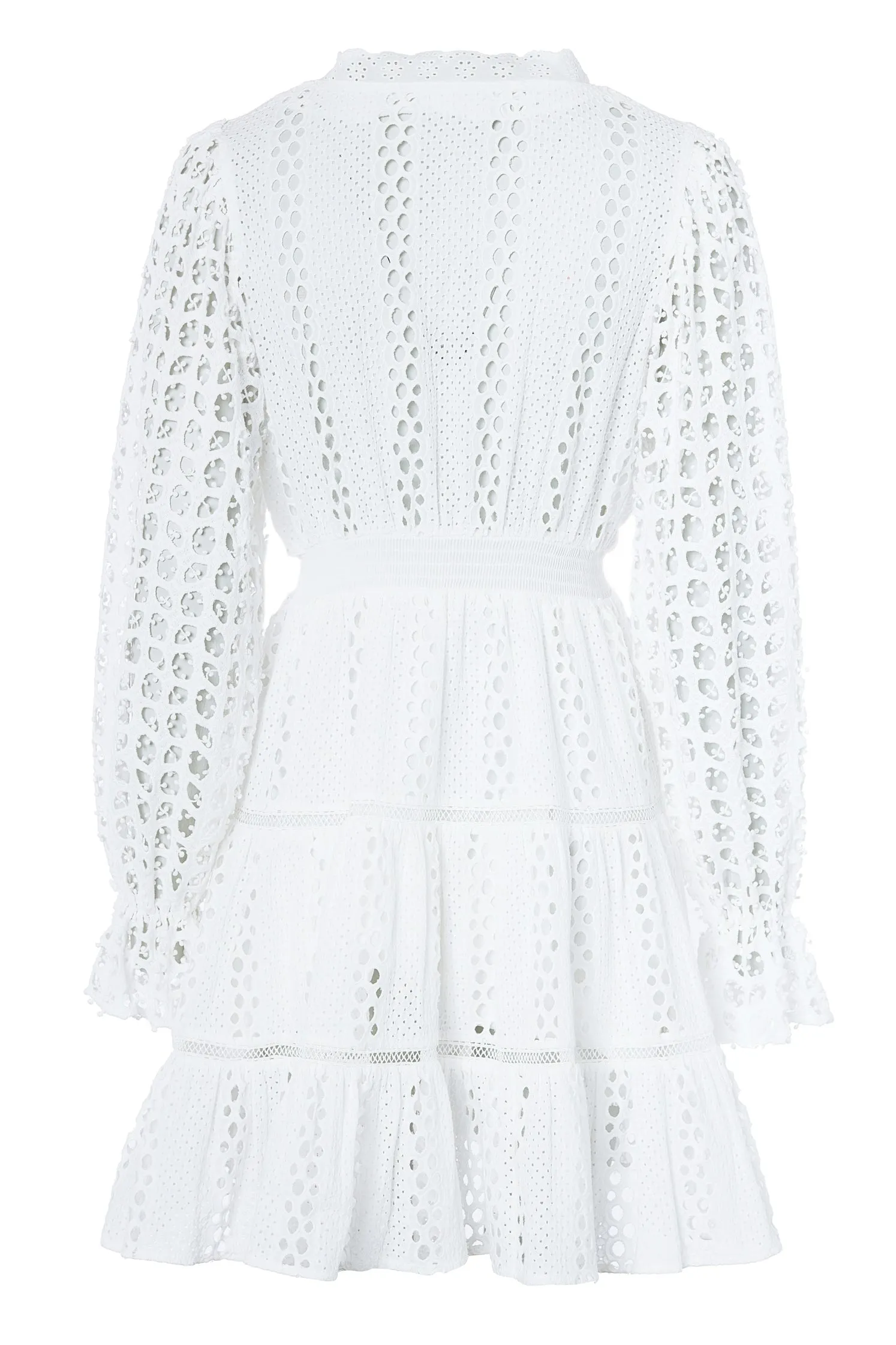 Broderie Lace V-Neck Dress (White)