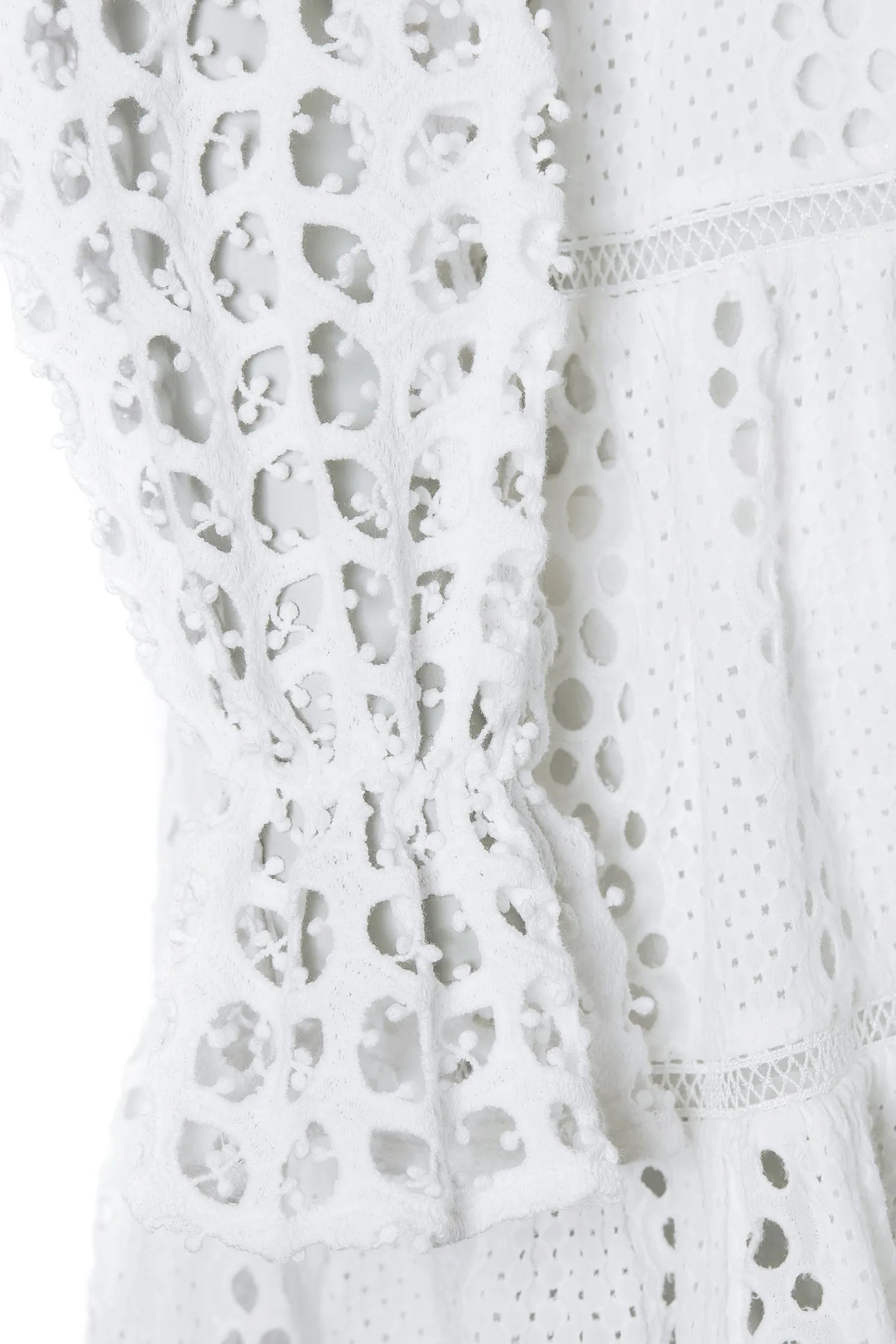 Broderie Lace V-Neck Dress (White)