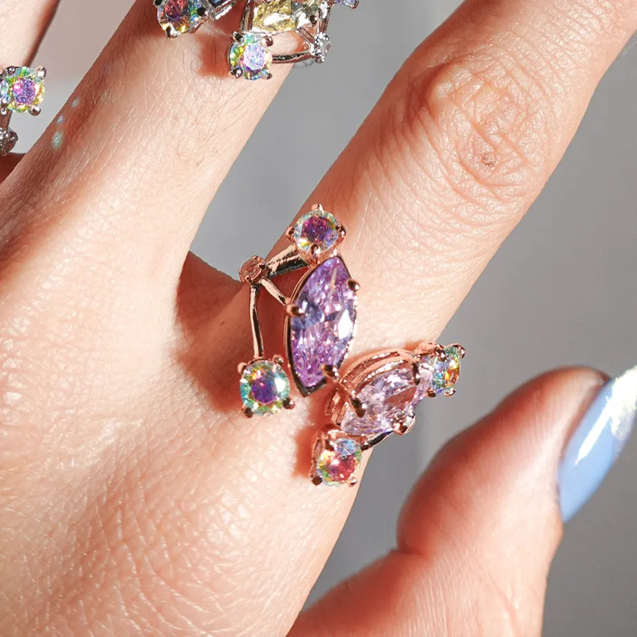 Butterfly Ring [Unicorn/Lavender/Pink gems]