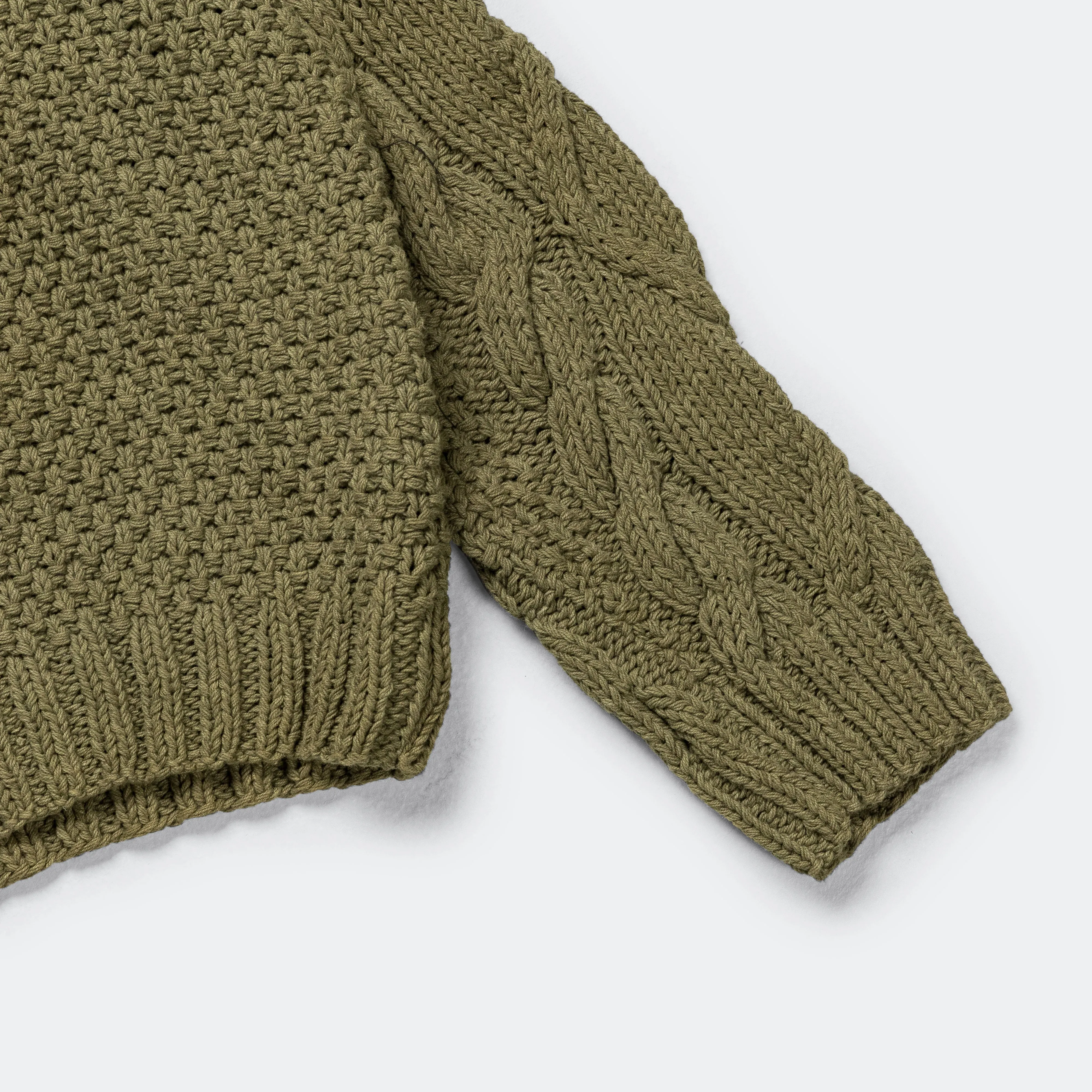 Cable Jumper - Olive Darn-Knit