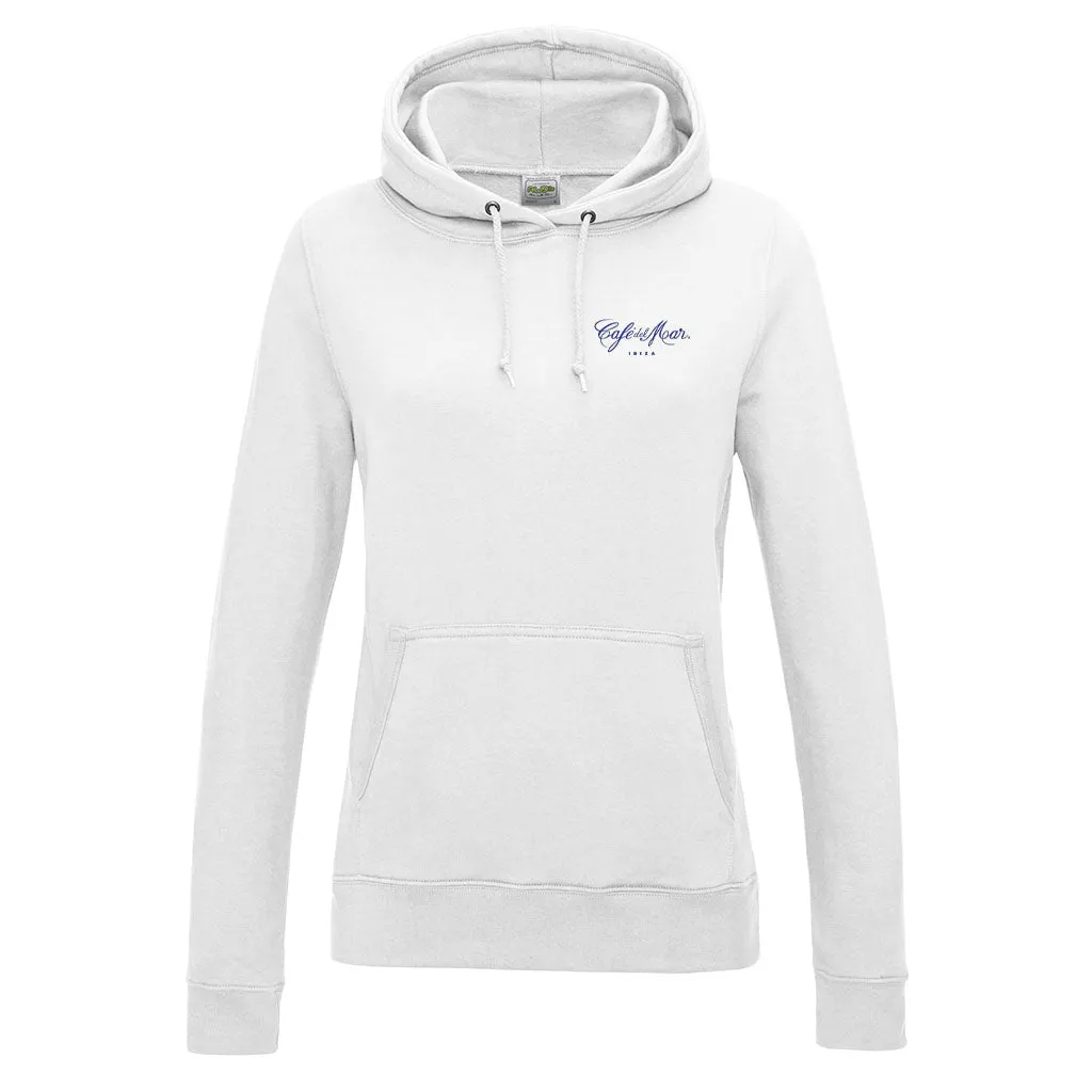 Café del Mar Ibiza Blue Embroidered Logo Women's College Hooded Sweatshirt