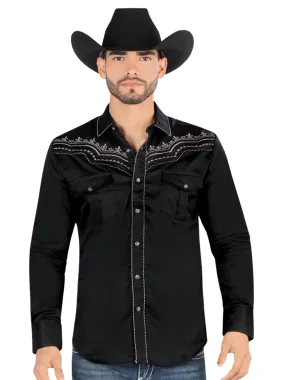 Camisa Vaquera Bordada Manga Larga para Hombre 'Montero' - ID: 3543