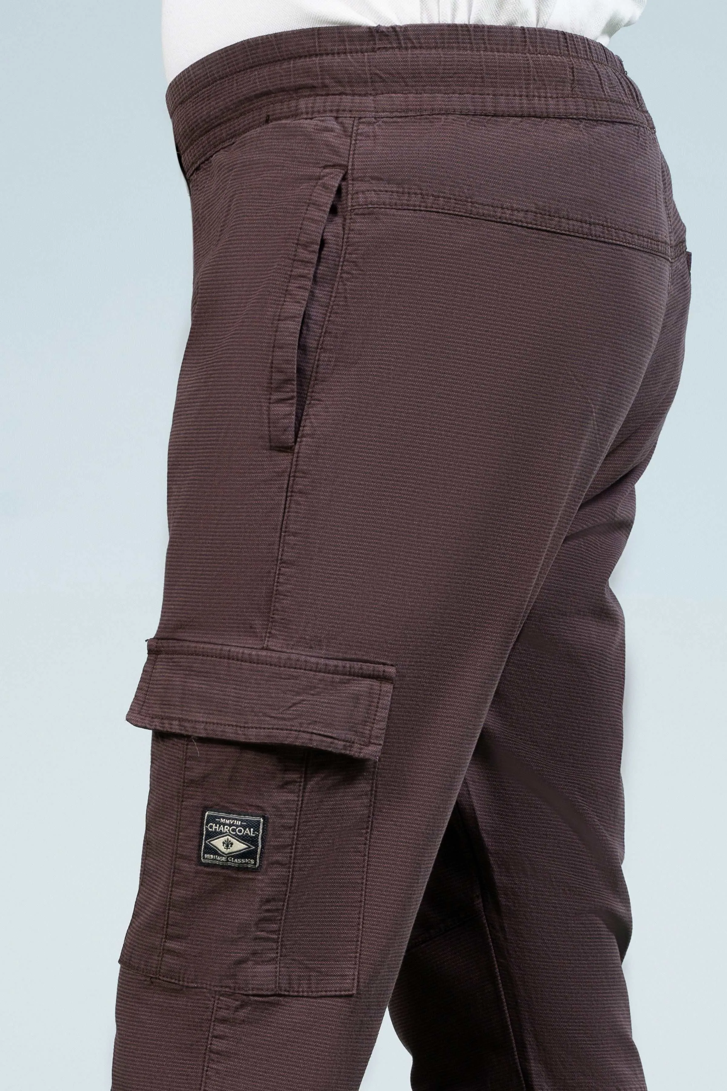 CARGO TEXTURED JOGGER TROUSER MAROON