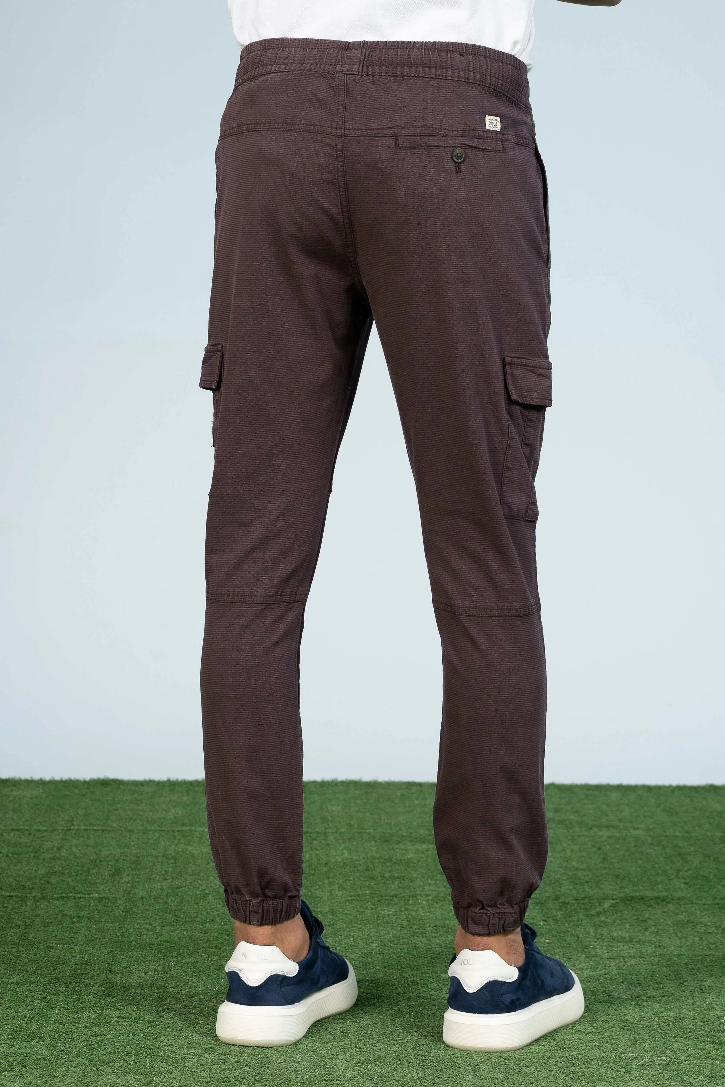 CARGO TEXTURED JOGGER TROUSER MAROON