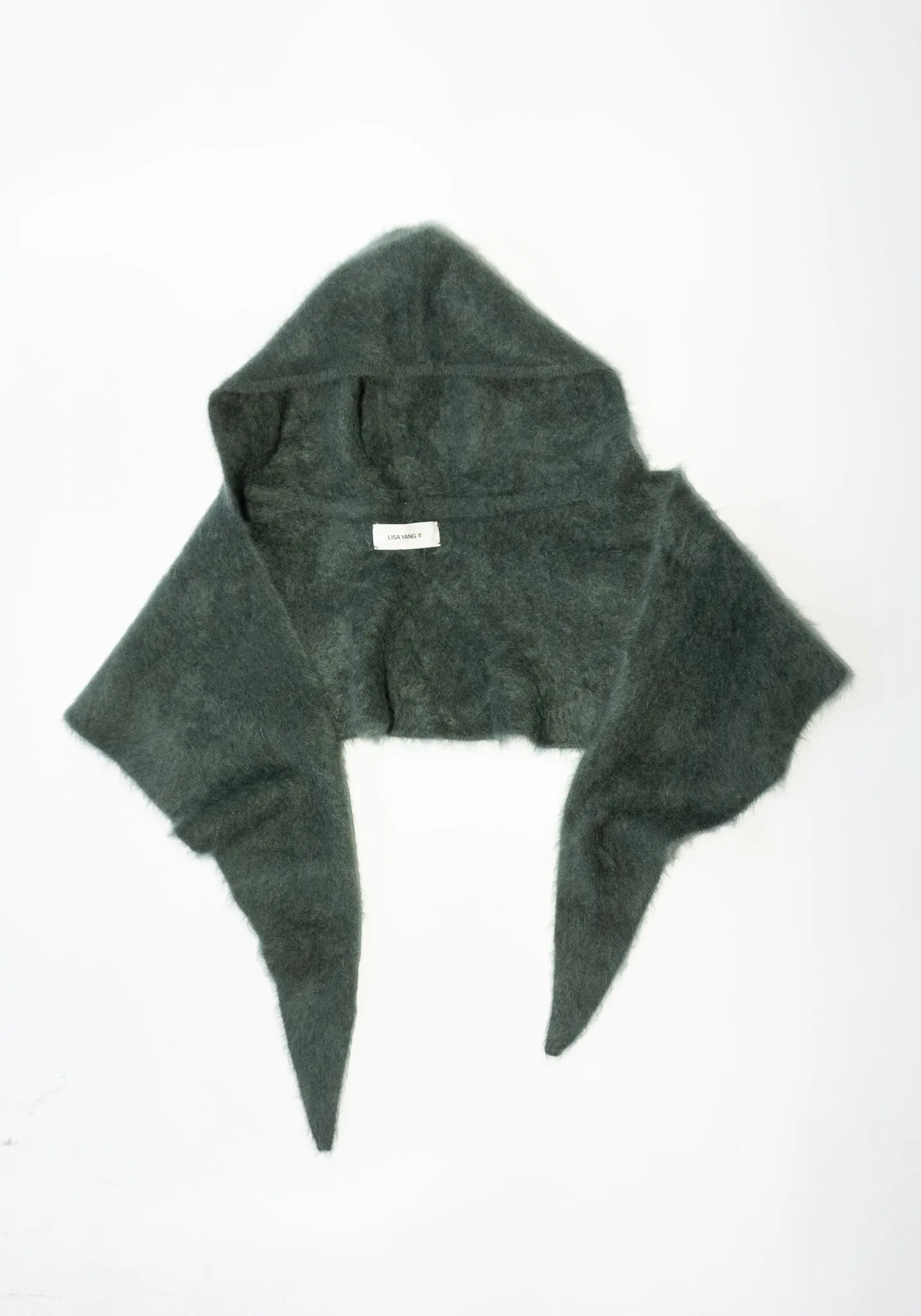 Cashmere Rina Brushed Hooded Scarf in Olive