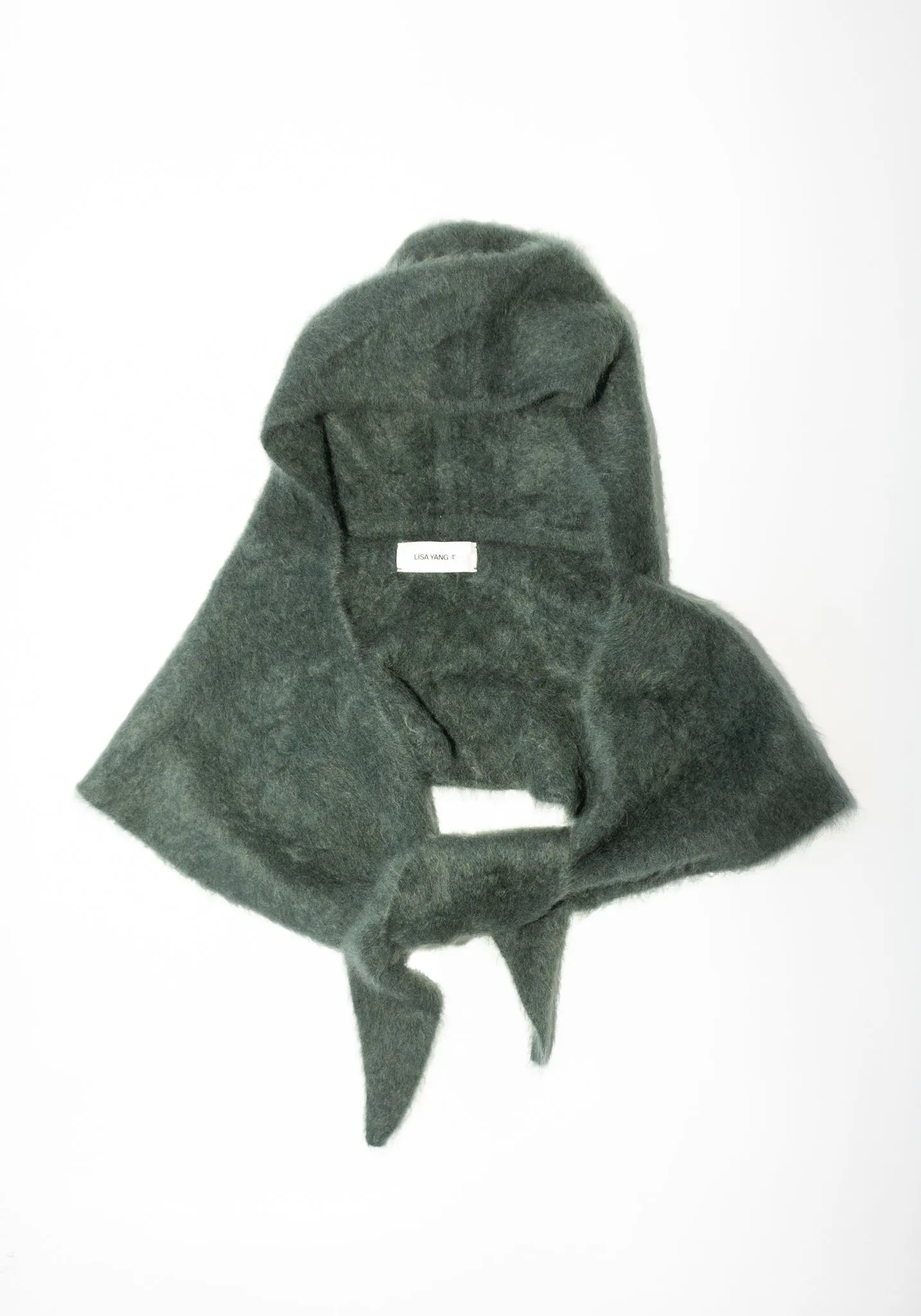 Cashmere Rina Brushed Hooded Scarf in Olive