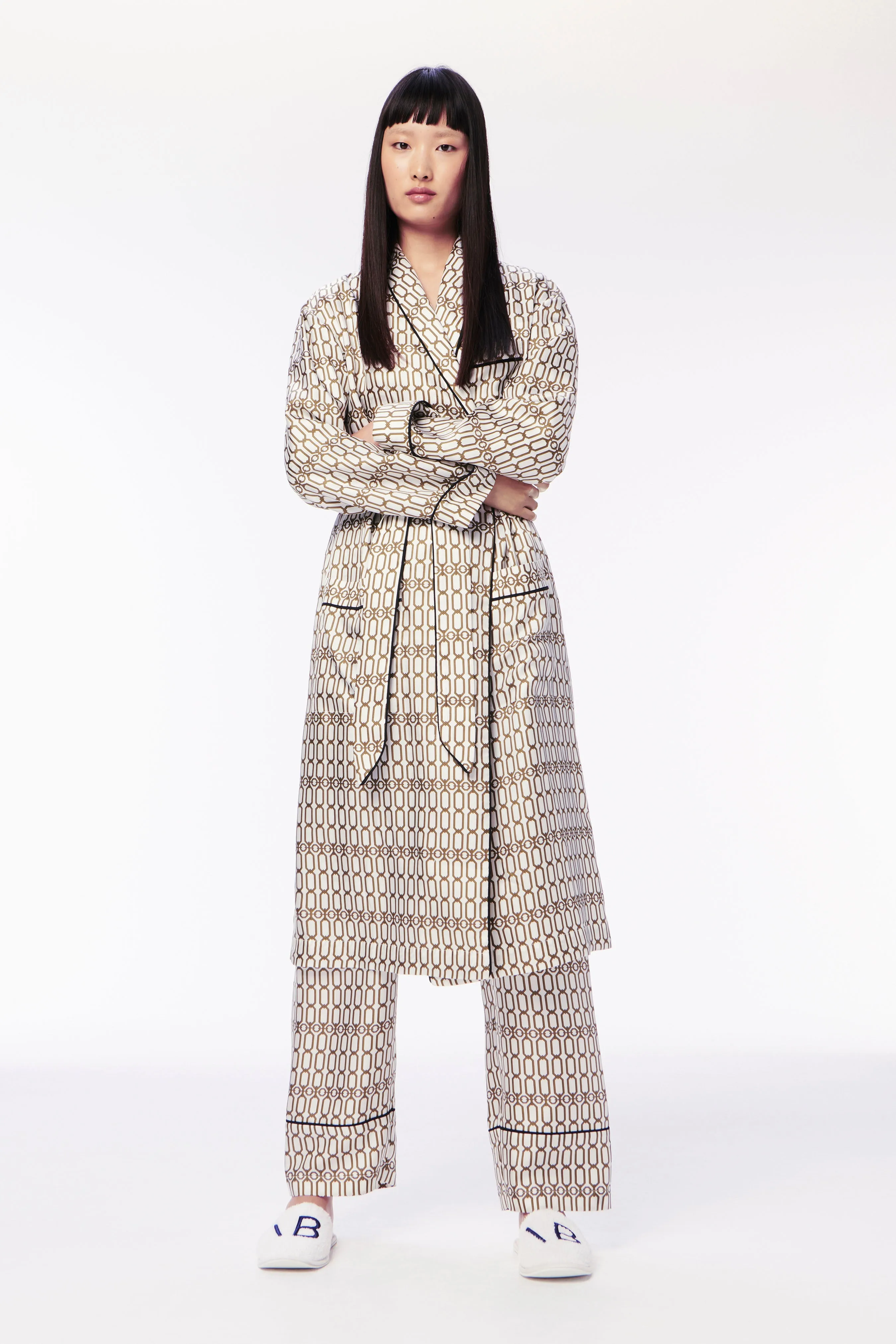 Chain Print Robe in Ivory